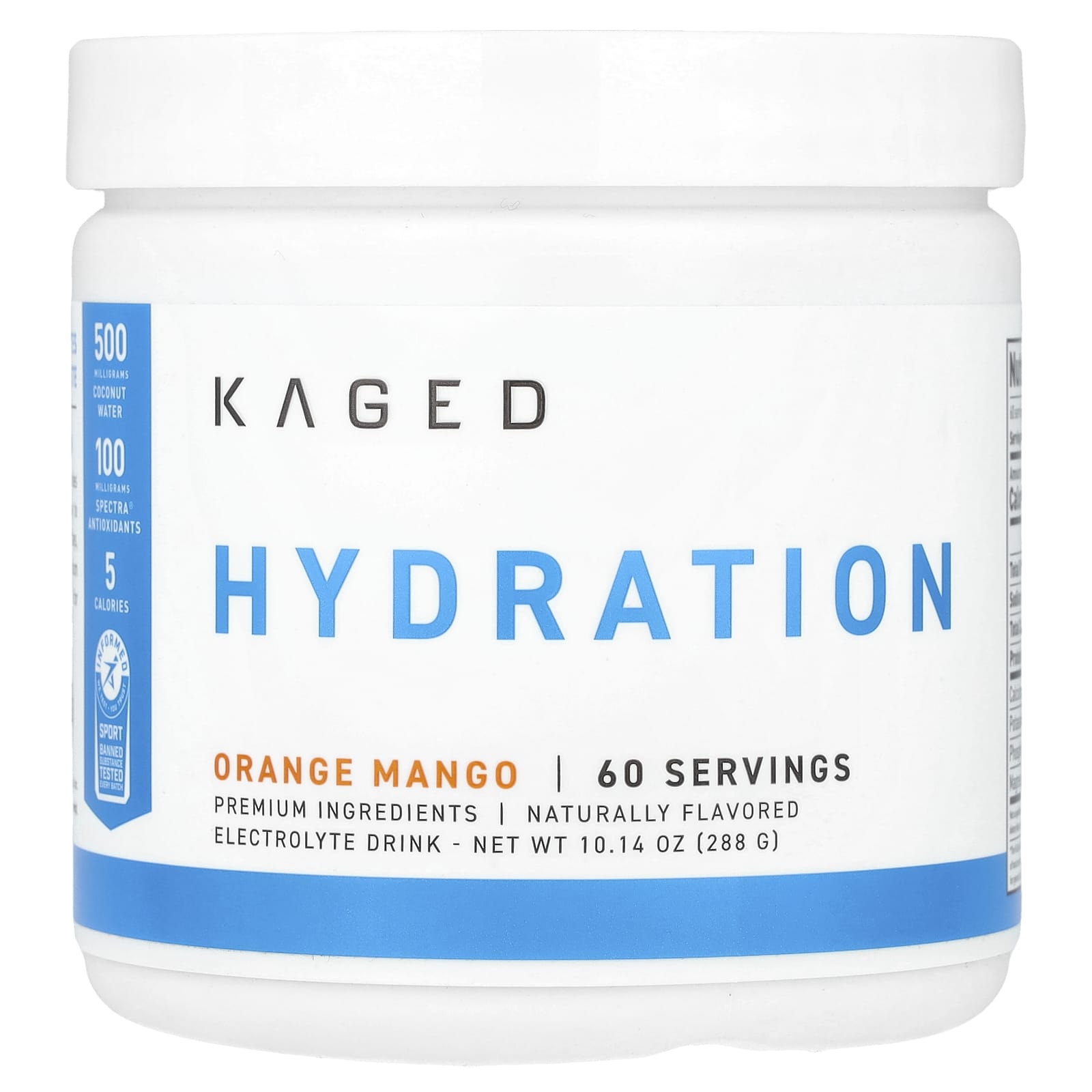Kaged Hydration Orange Mango Electrolyte Drink Powder, 10.14 oz (288g) - Image 1