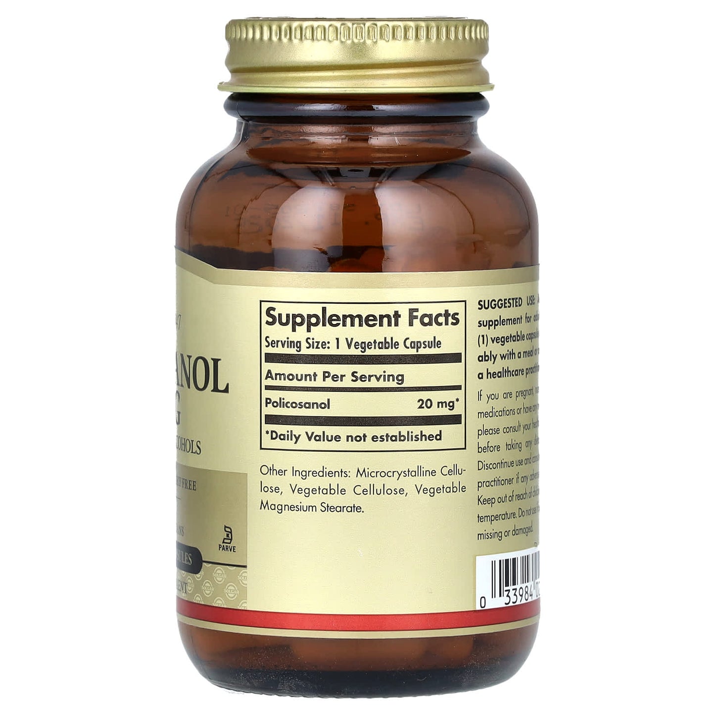 Solgar, Policosanol, 20 mg, 100 Vegetable Capsules - Image 2