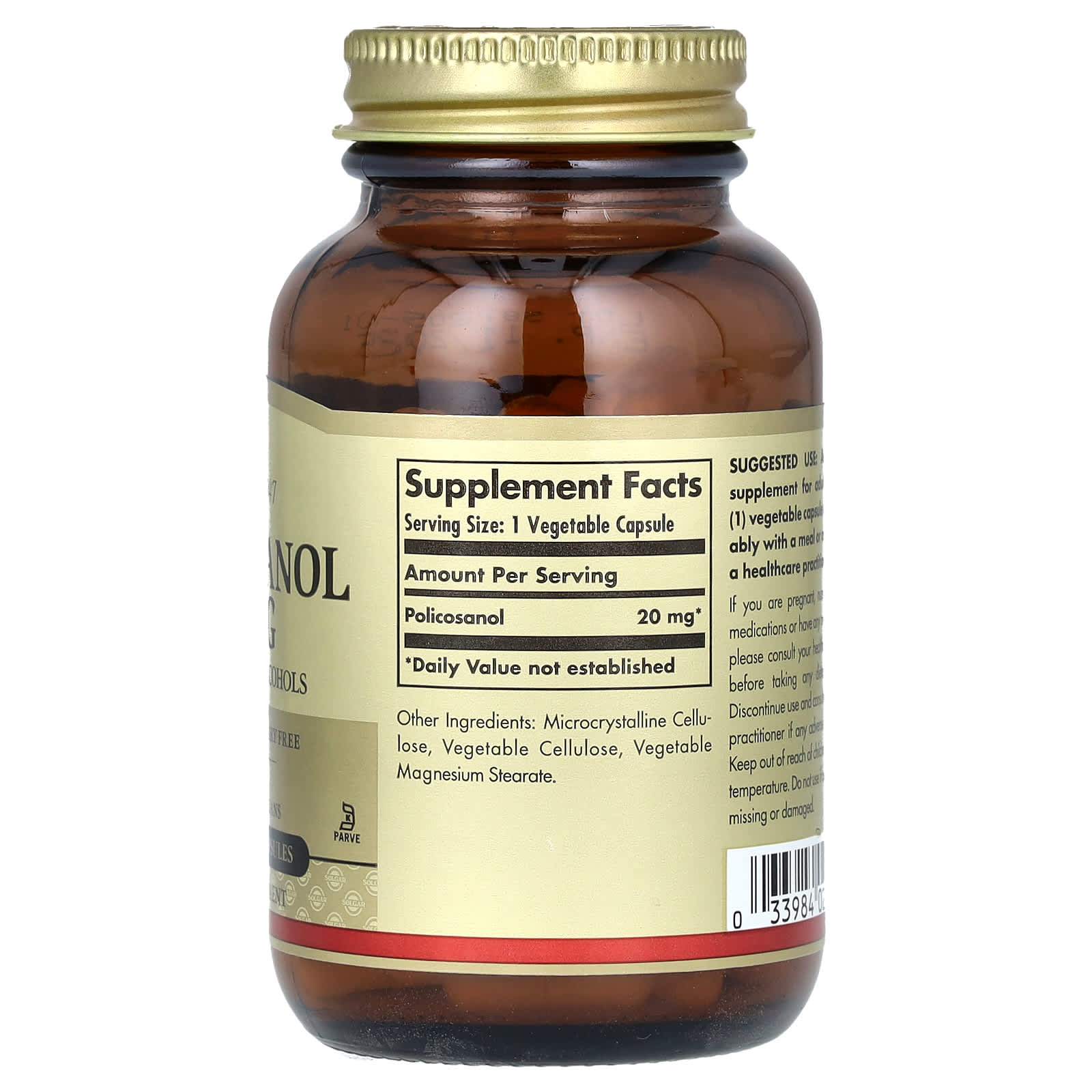 Solgar, Policosanol, 20 mg, 100 Vegetable Capsules - Image 2