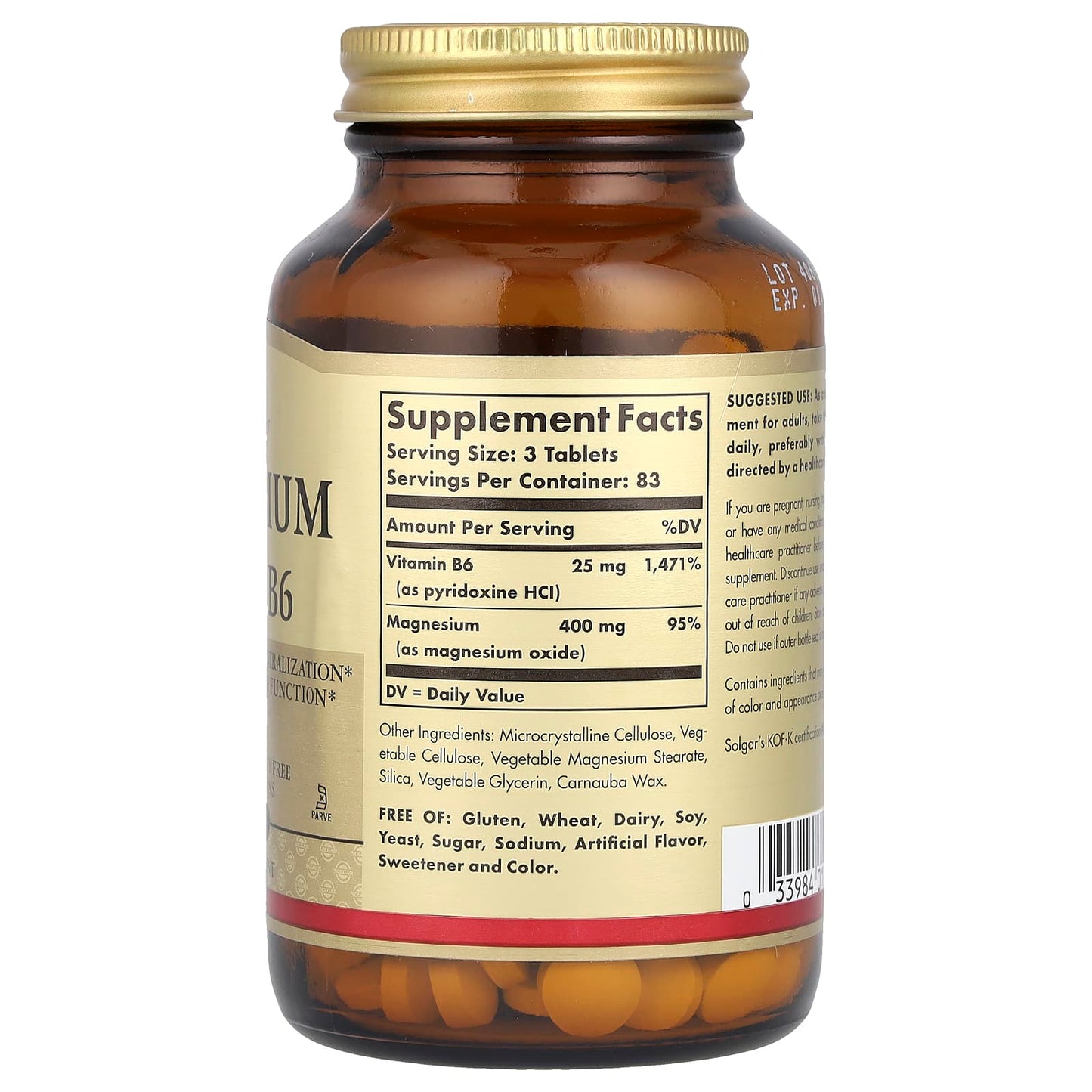 Solgar, Magnesium with Vitamin B6, 250 Tablets - Image 2