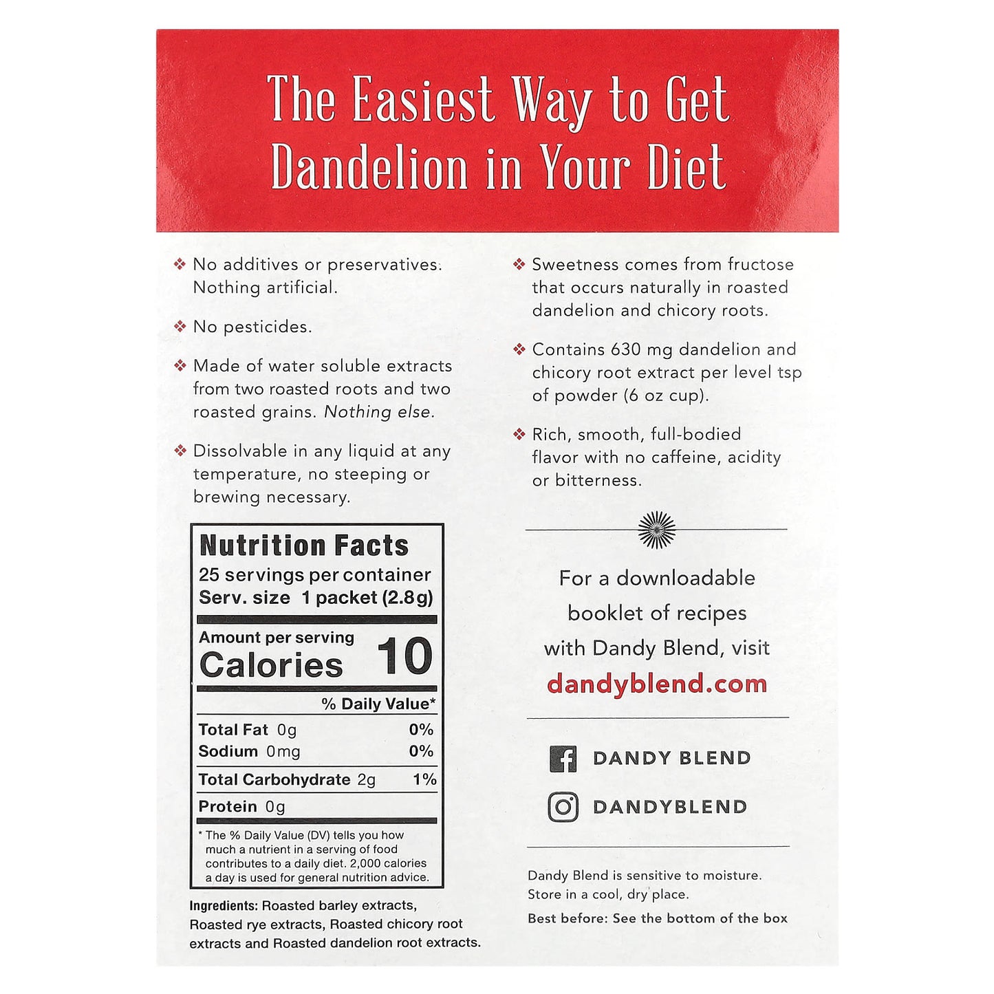 Caffeine-Free Dandelion Tea Substitute - 25 Single Serve Packets - Image 2