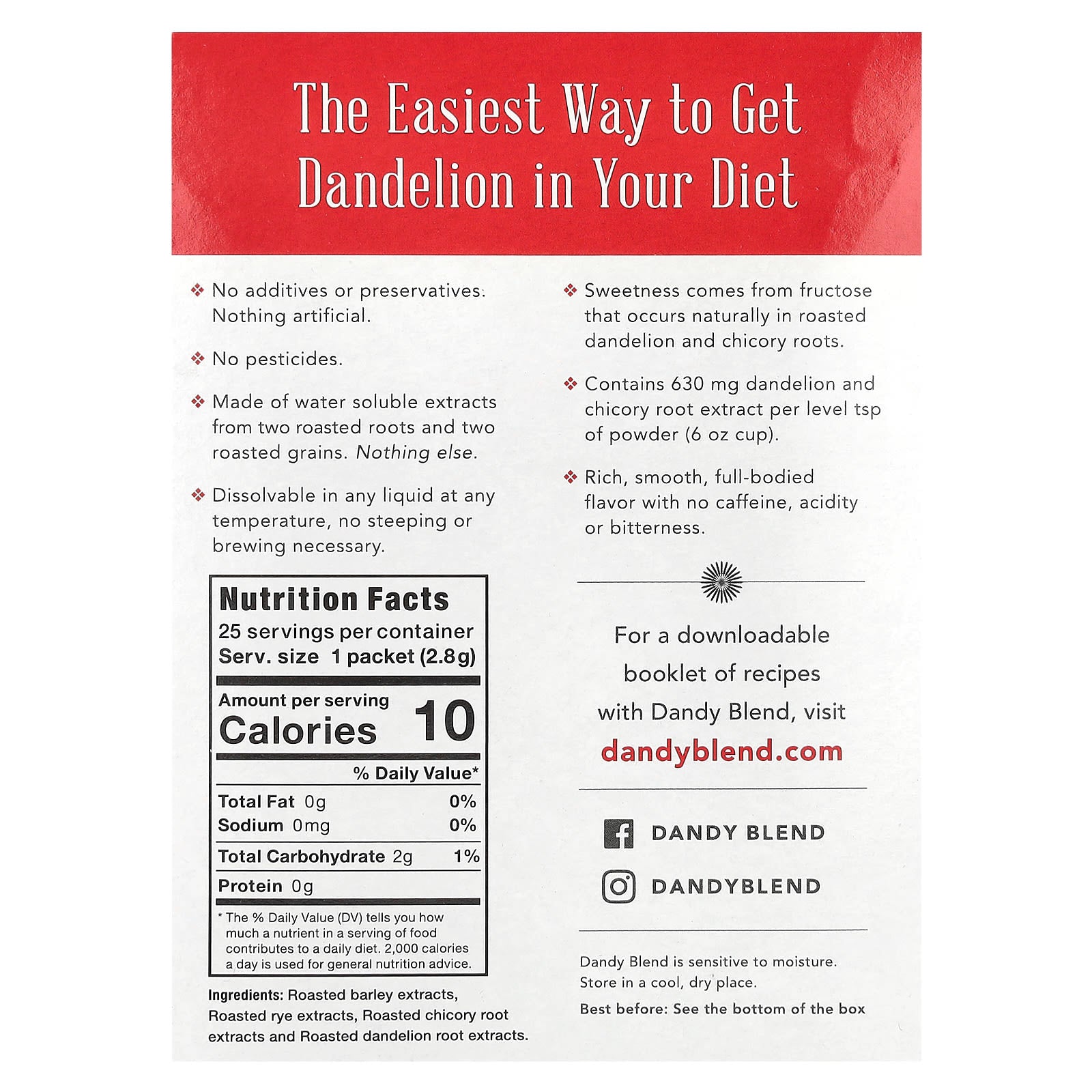 Caffeine-Free Dandelion Tea Substitute - 25 Single Serve Packets - Image 2