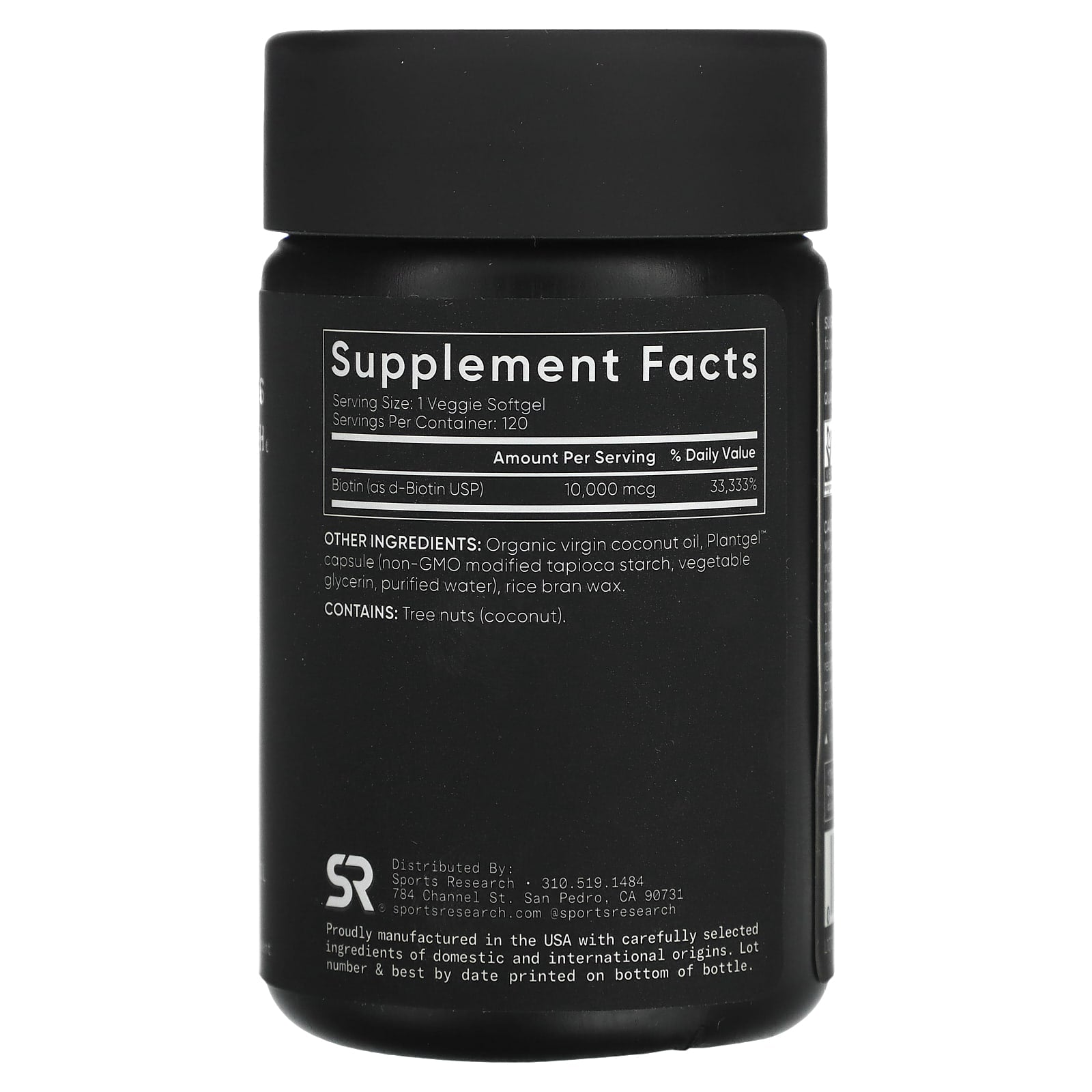 Sports Research, Biotin, Max Strength, 10,000 mcg, 120 Veggie Softgels - Image 2