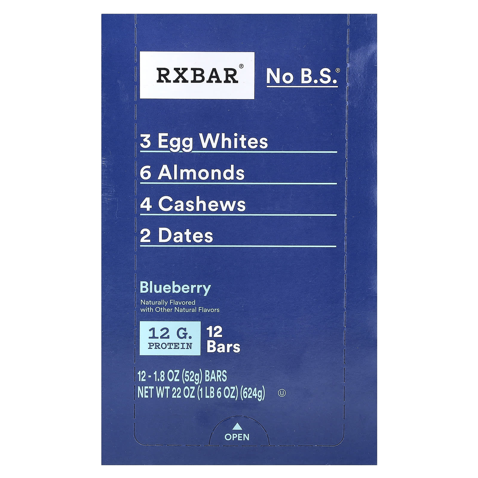 RXBAR, Protein Bar, Blueberry, 12 Bars, 1.8 oz (52 g) Each - Image 1