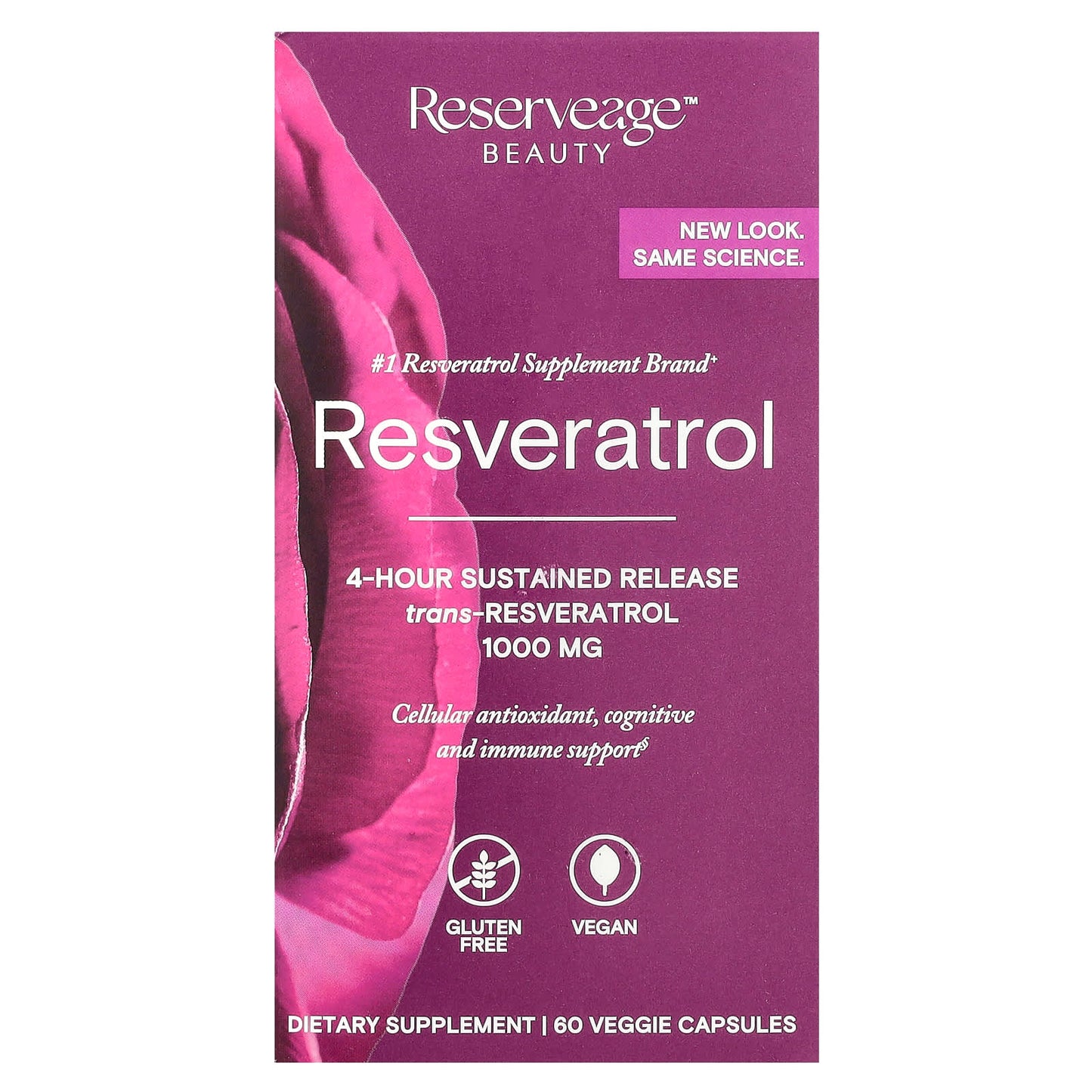Reserveage Beauty, Resveratrol, 60 Veggie Capsules - Image 1