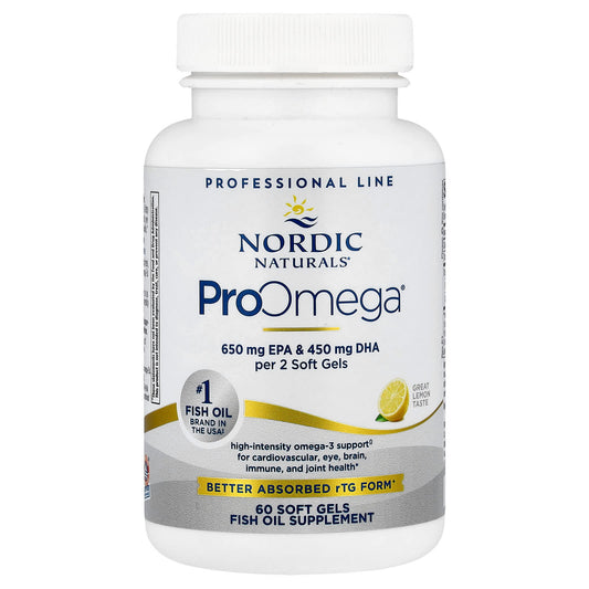 Nordic Naturals, ProOmega®, Lemon, 60 Soft Gels (640 mg per Soft Gel) - Image 1
