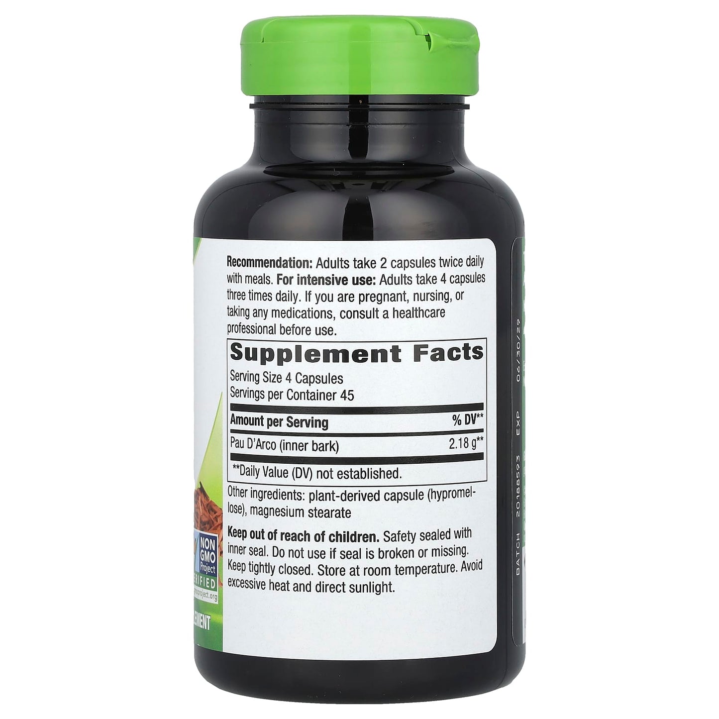 Nature's Way, Pau d'Arco Inner Bark, 180 Vegan Capsules (545 mg per Capsule) - Image 2