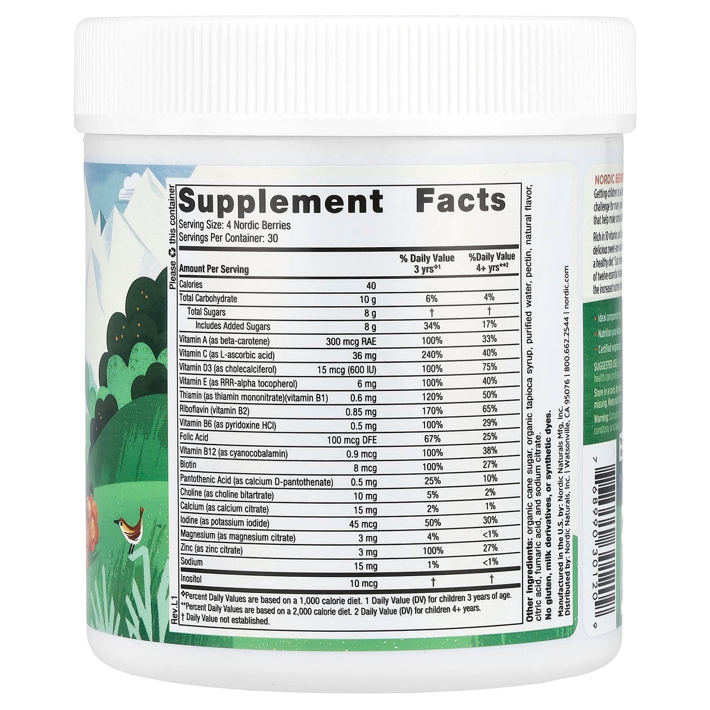 Nordic Naturals, Nordic Berries, Multivitamin Gummies, Ages 3+, Orange Lemon, 120 Gummy Berries - Image 2