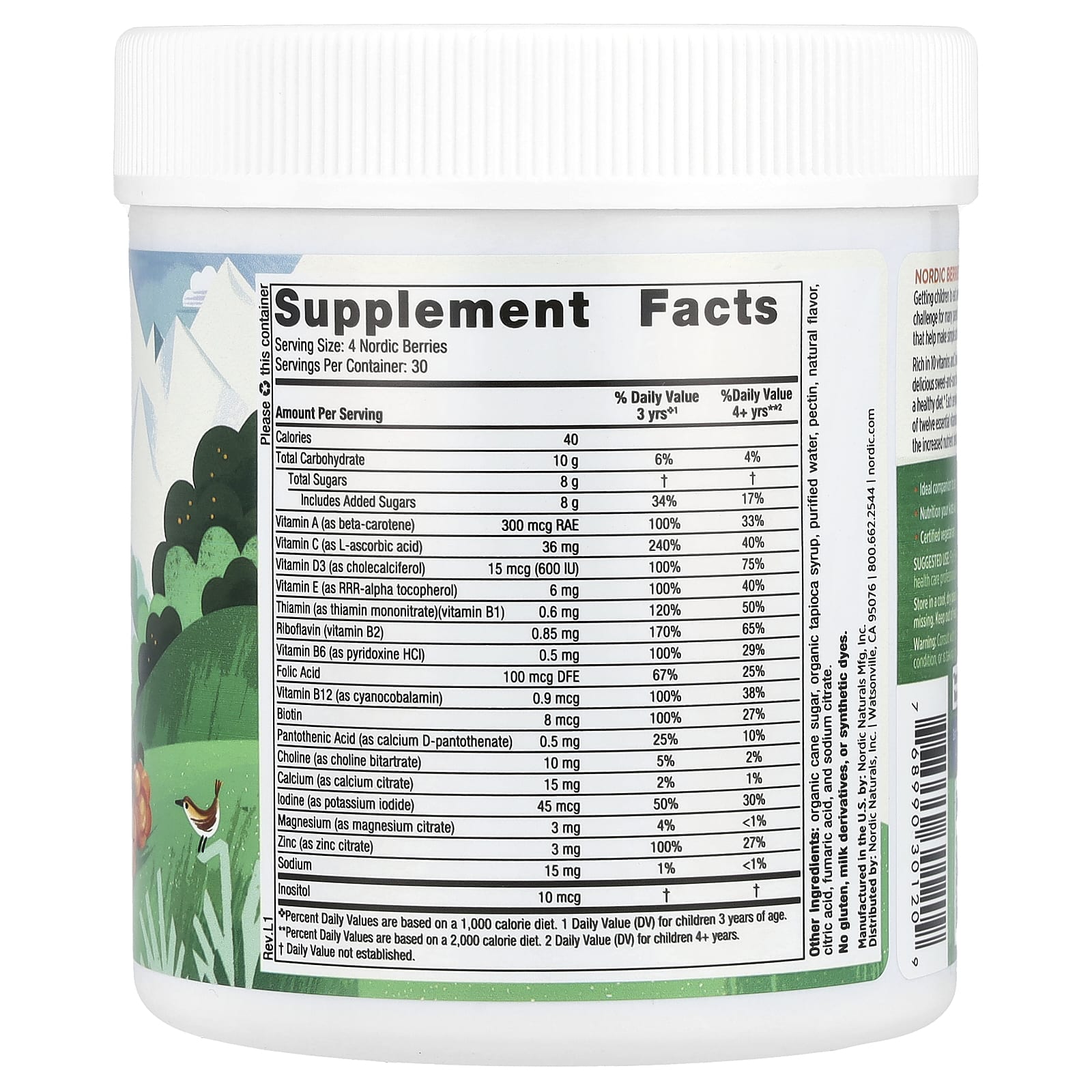 Nordic Naturals, Nordic Berries, Multivitamin Gummies, Ages 3+, Orange Lemon, 120 Gummy Berries - Image 2