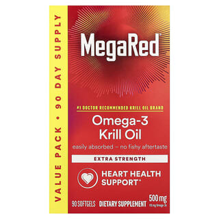 Extra Strength Omega-3 Krill Oil 500mg, 90 Softgels for Heart Health