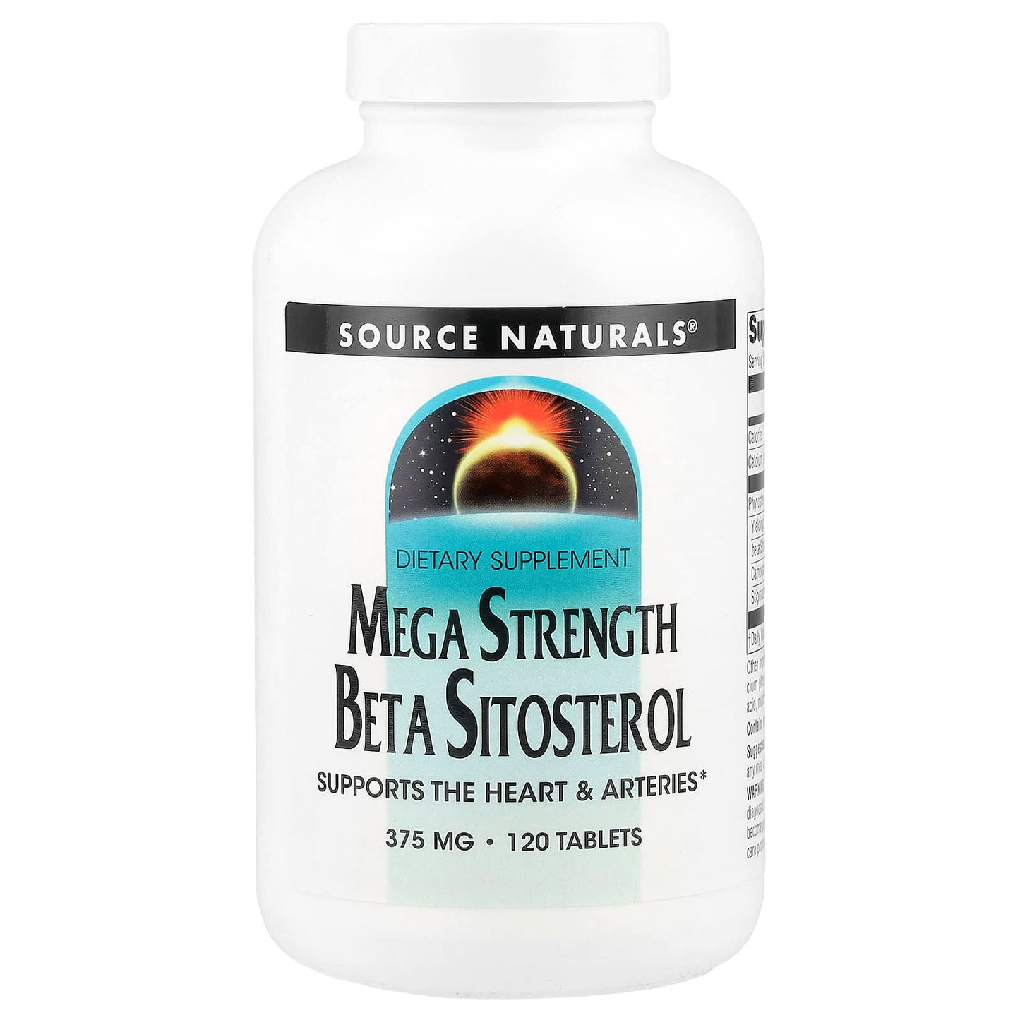 Source Naturals, Mega Strength Beta Sitosterol, 375 mg, 120 Tablets - Image 1