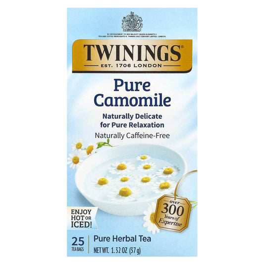 Twinings, Pure Herbal Tea, Pure Camomile, Caffeine-Free, 25 Tea Bags, 1.32 oz (37 g) - Image 1