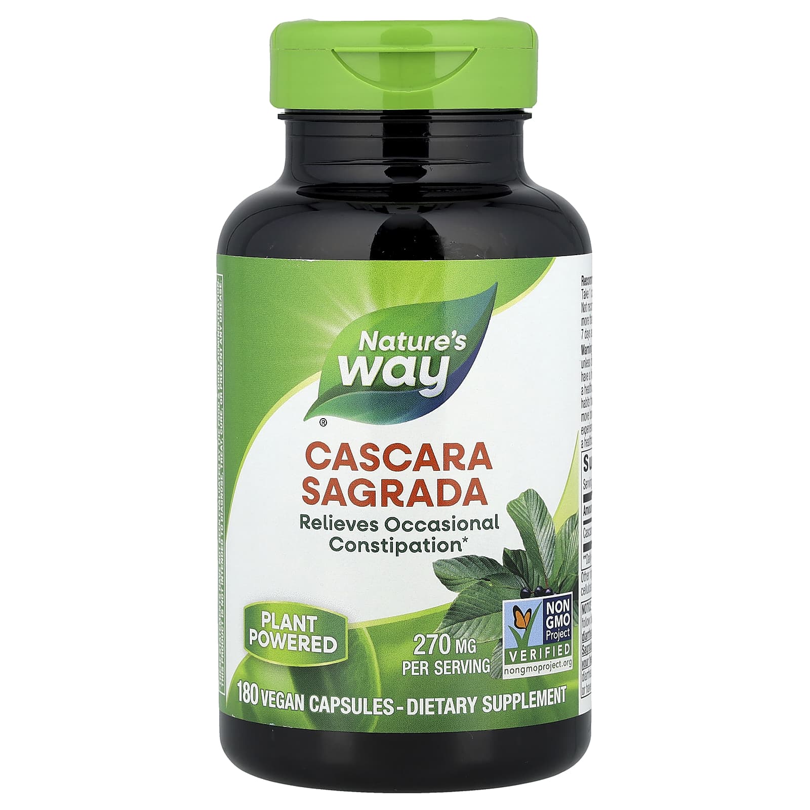 Nature's Way, Cascara Sagrada, 270 mg, 180 Vegan Capsules - Image 1