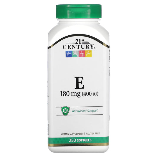 Vitamin E Supplement - 180mg, 250 Softgels, 21st Century - Image 1