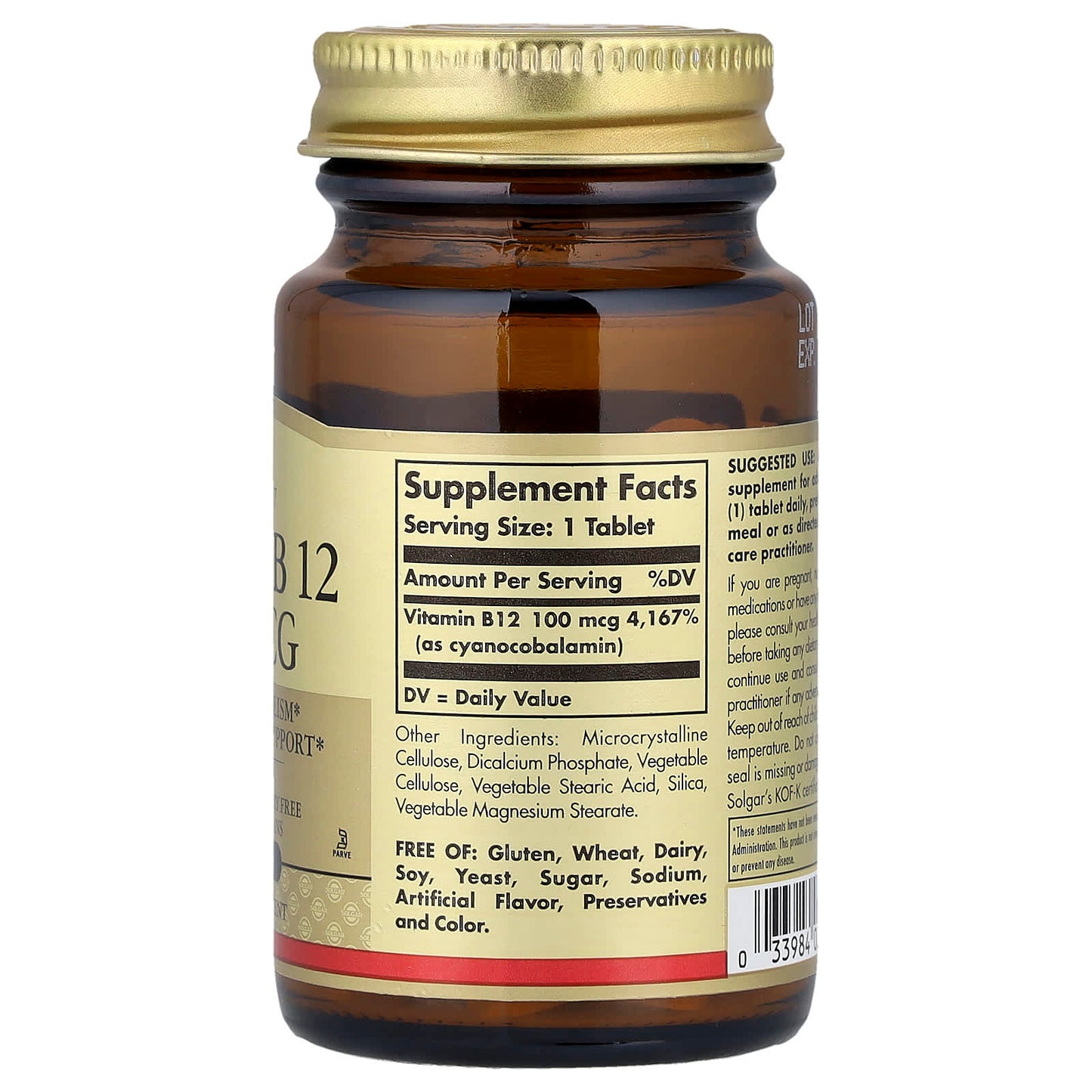 Solgar, Vitamin B12, 100 mcg, 100 Tablets - Image 2