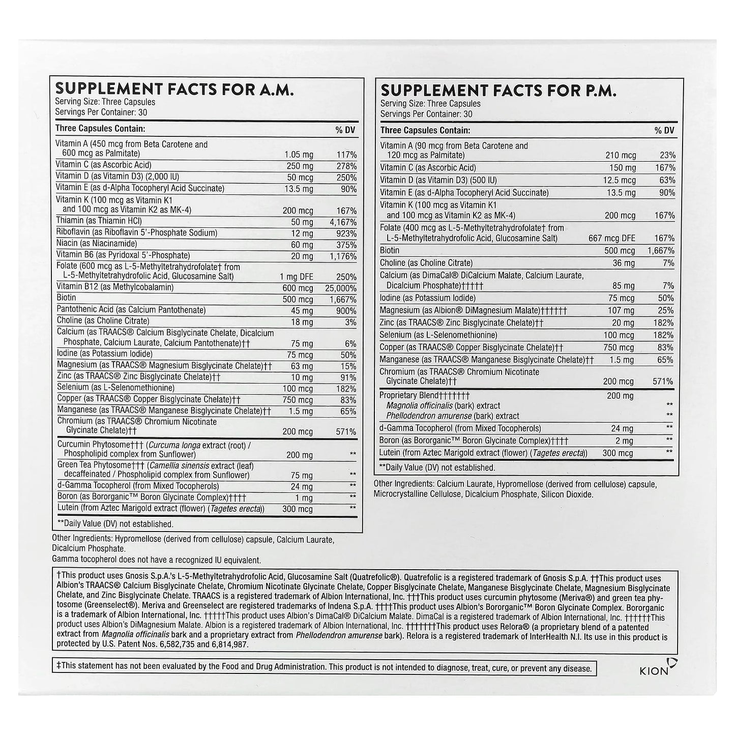Thorne, Multi-Vitamin Elite, A.M. & P.M., 2 Bottles, 90 Capsules Each - Image 2