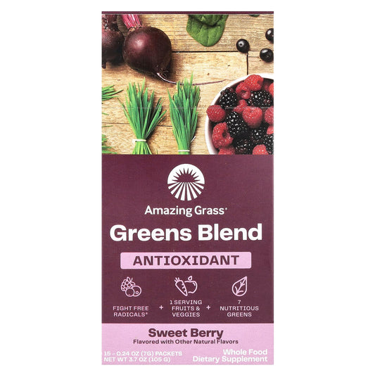 Amazing Grass Organic Greens Blend Powder, Sweet Berry, 15 Packets - Image 1