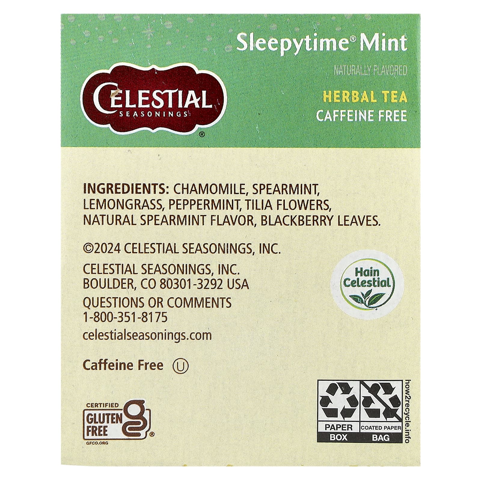 Celestial Seasonings Sleepytime Mint Tea - Caffeine Free, 20 Tea Bags - Image 2