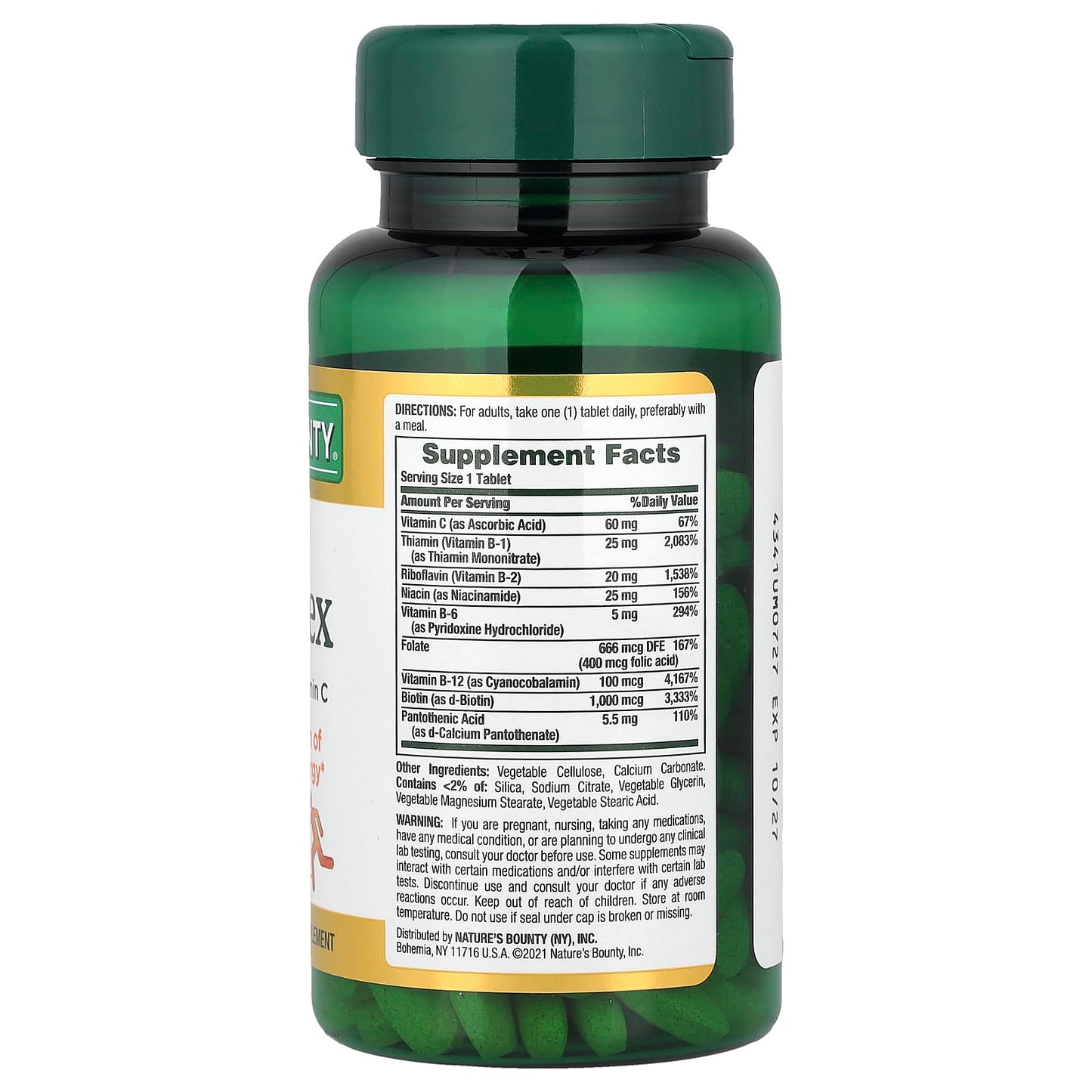 Nature's Bounty, Super B-Complex with Folic Acid Plus Vitamin C, 150 Coated Tablets - Image 2
