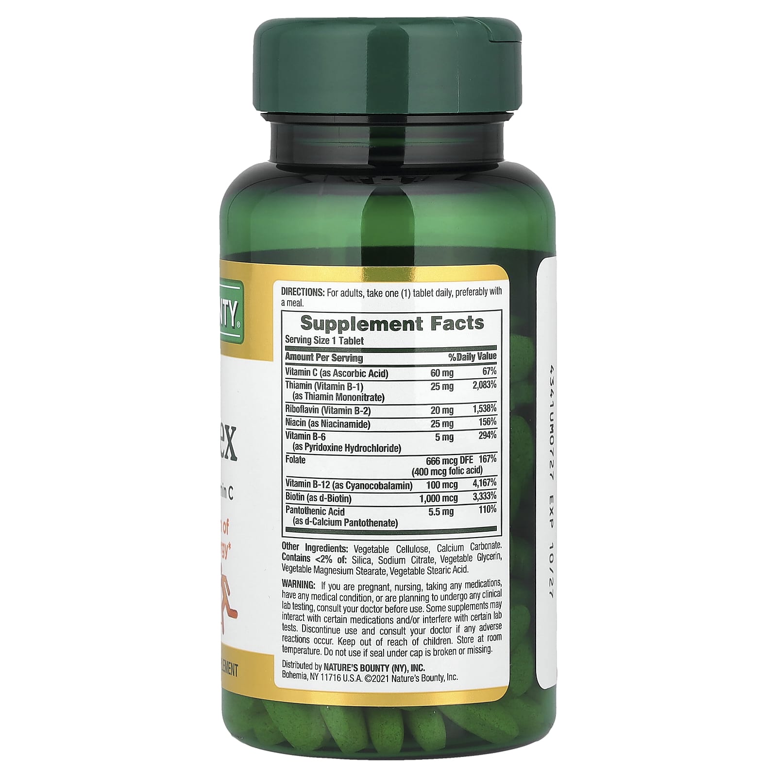 Nature's Bounty, Super B-Complex with Folic Acid Plus Vitamin C, 150 Coated Tablets - Image 2