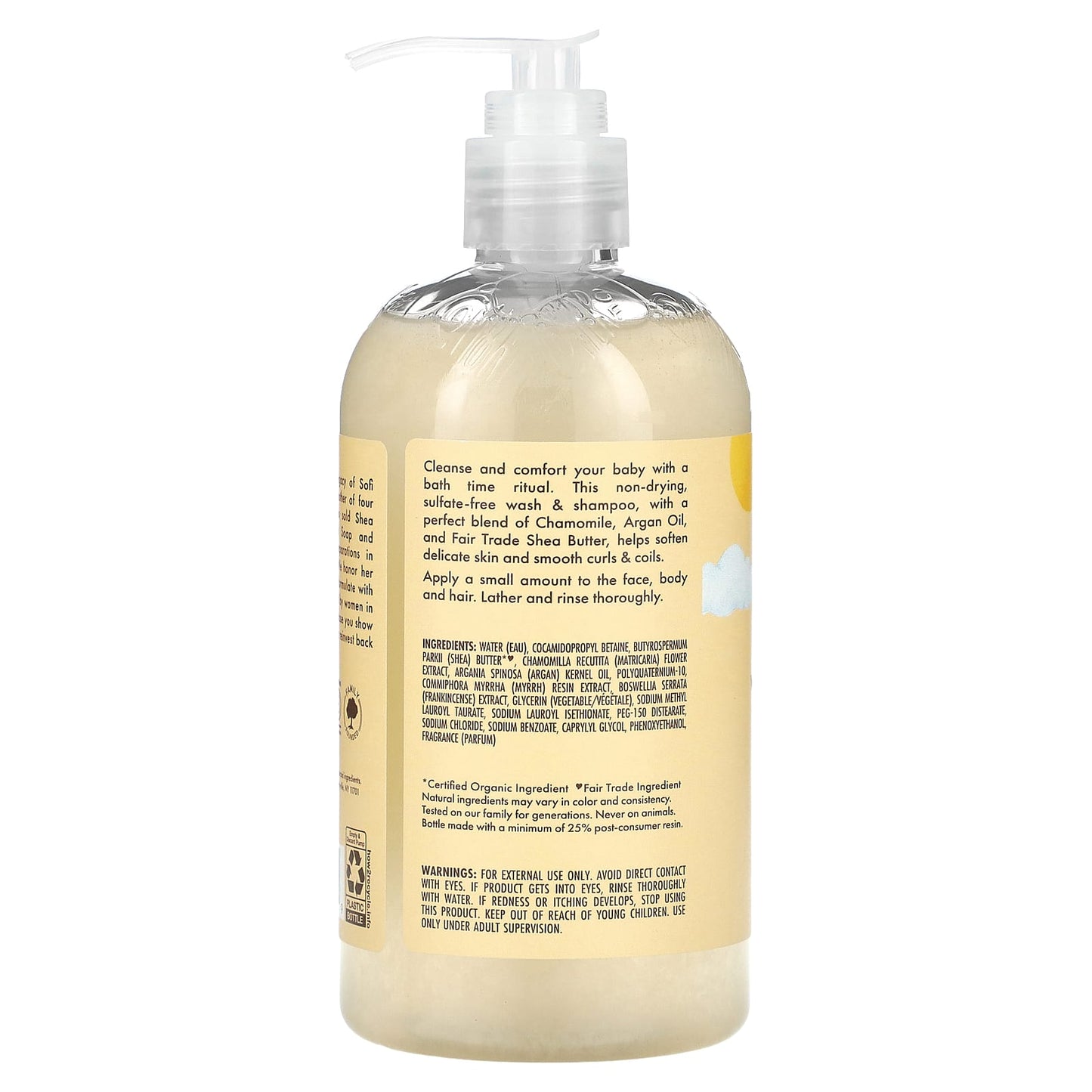 SheaMoisture, Baby Wash & Shampoo, Raw Shea, Chamomile & Argan Oil, 13 fl oz (384 ml) - Image 2