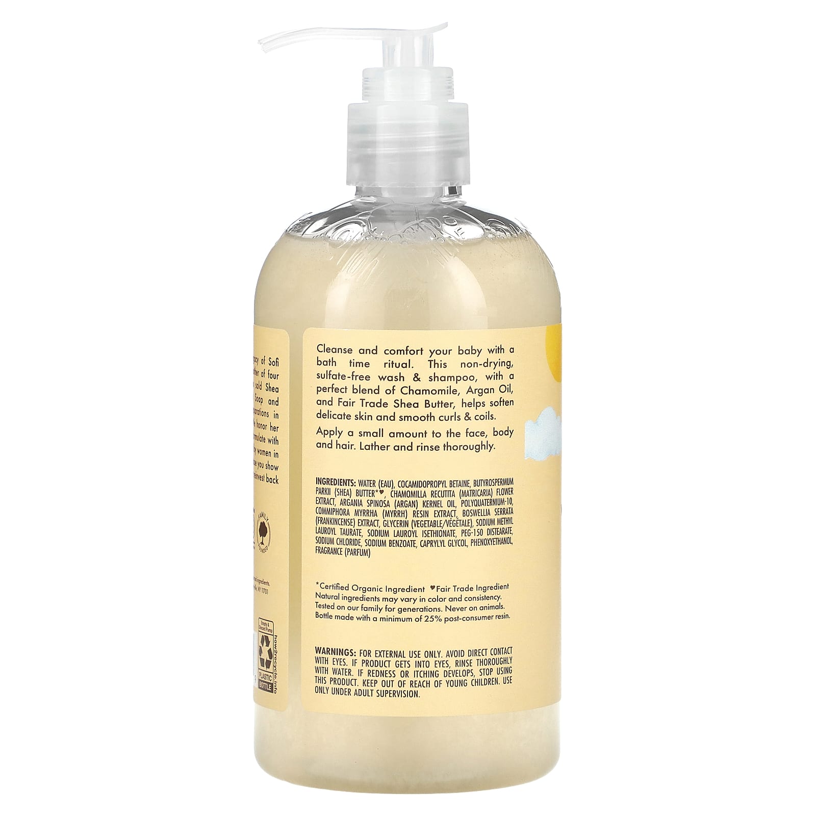 SheaMoisture, Baby Wash & Shampoo, Raw Shea, Chamomile & Argan Oil, 13 fl oz (384 ml) - Image 2