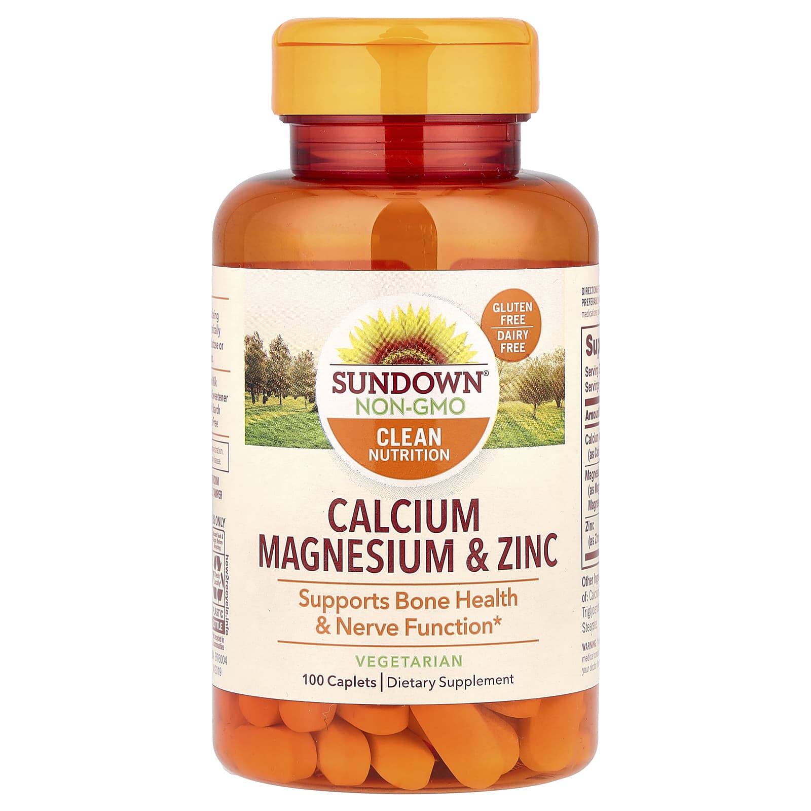 Sundown Naturals, Calcium, Magnesium & Zinc, 100 Caplets - Image 1