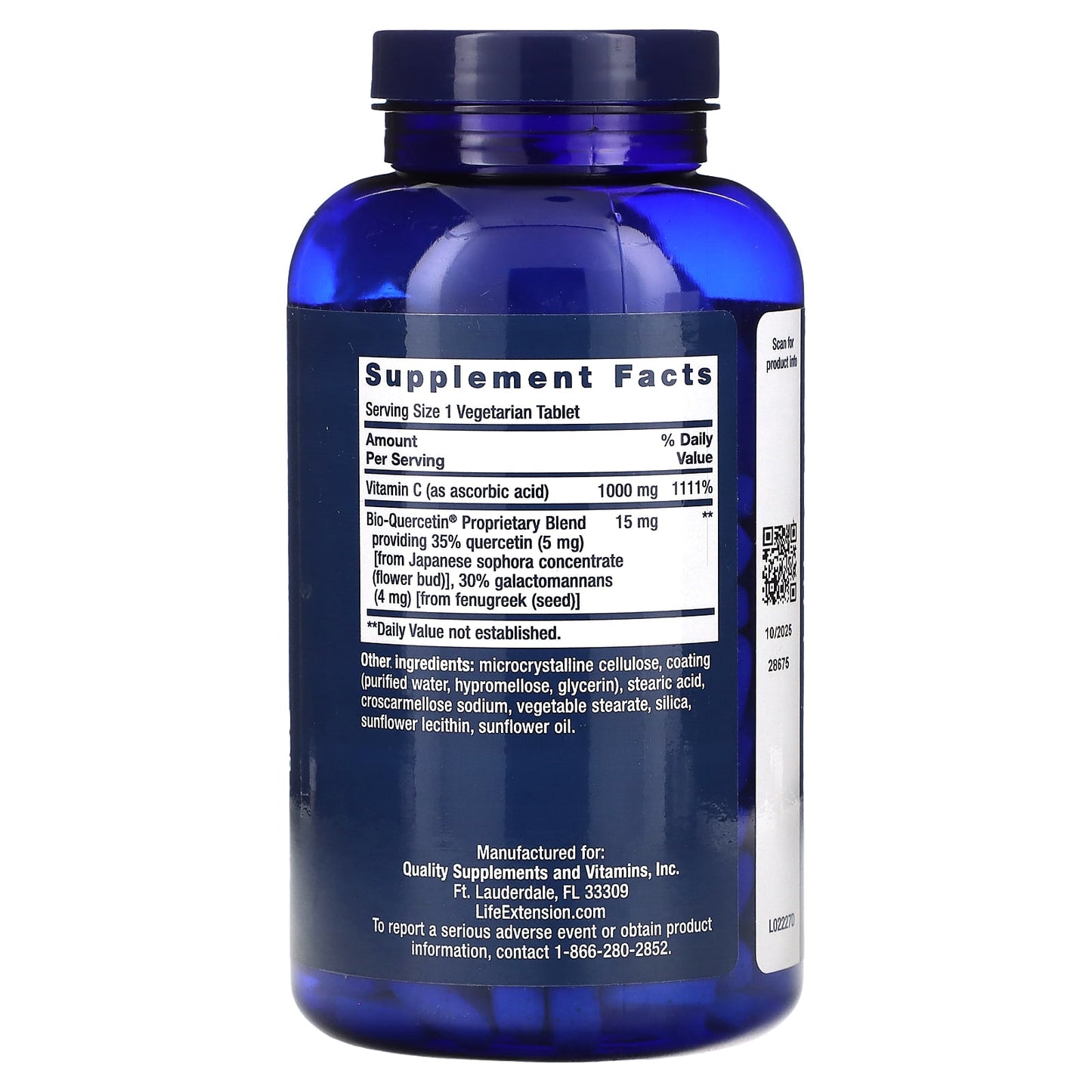 Life Extension, Vitamin C and Bio-Quercetin, 250 Vegetarian Tablets - Image 2