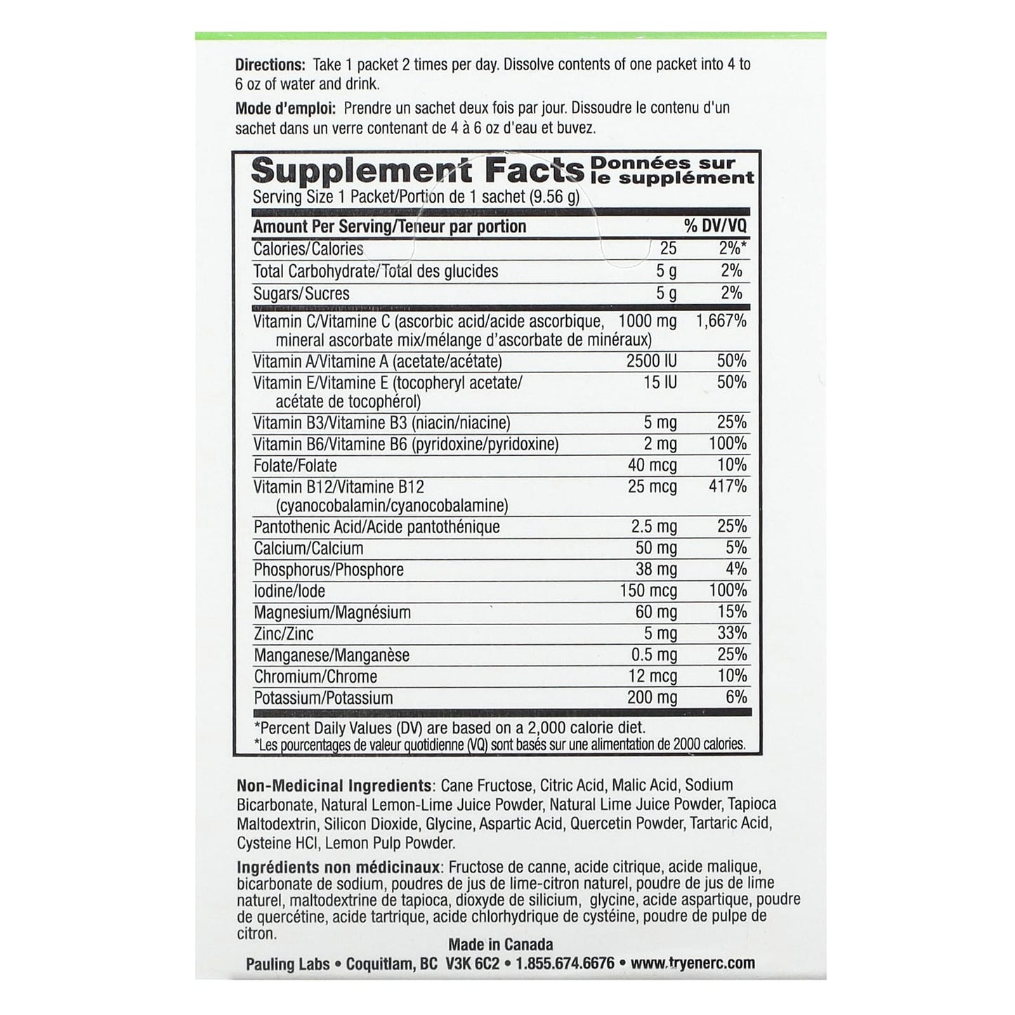Ener-C Multivitamin Drink Mix, Lemon Lime, 1,000 mg, 30 Packets, Vegan & Gluten Free - Image 2
