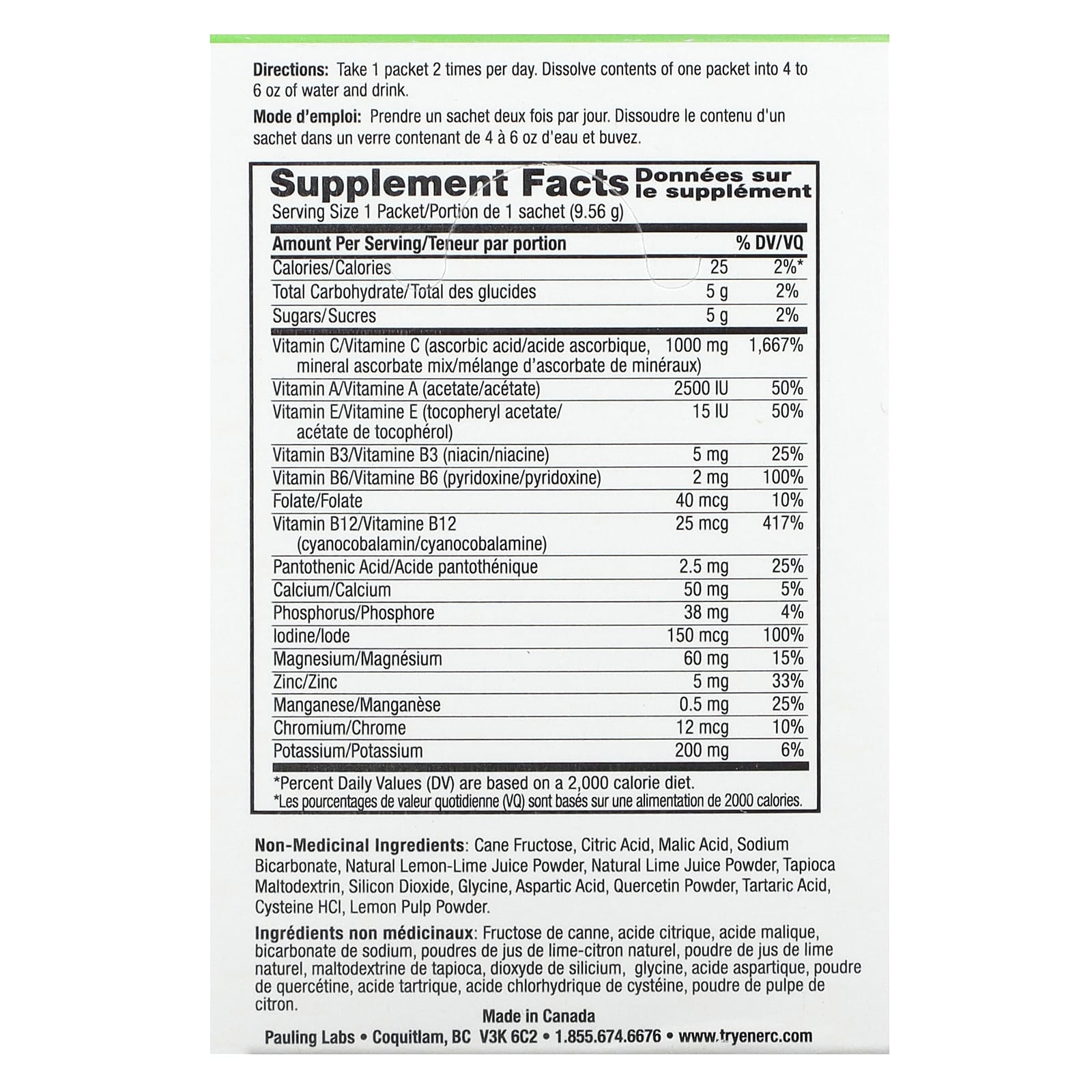 Ener-C Multivitamin Drink Mix, Lemon Lime, 1,000 mg, 30 Packets, Vegan & Gluten Free - Image 2
