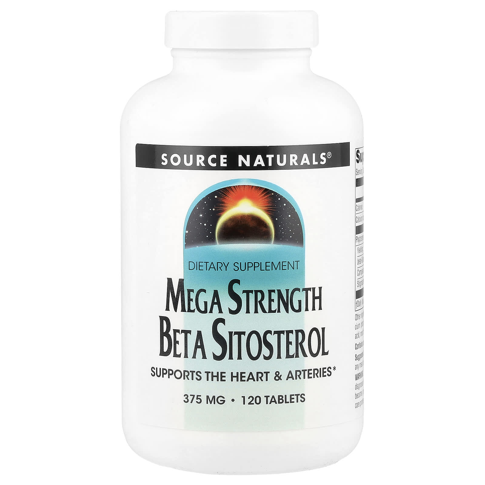 Source Naturals, Mega Strength Beta Sitosterol, 375 mg, 120 Tablets - Image 1