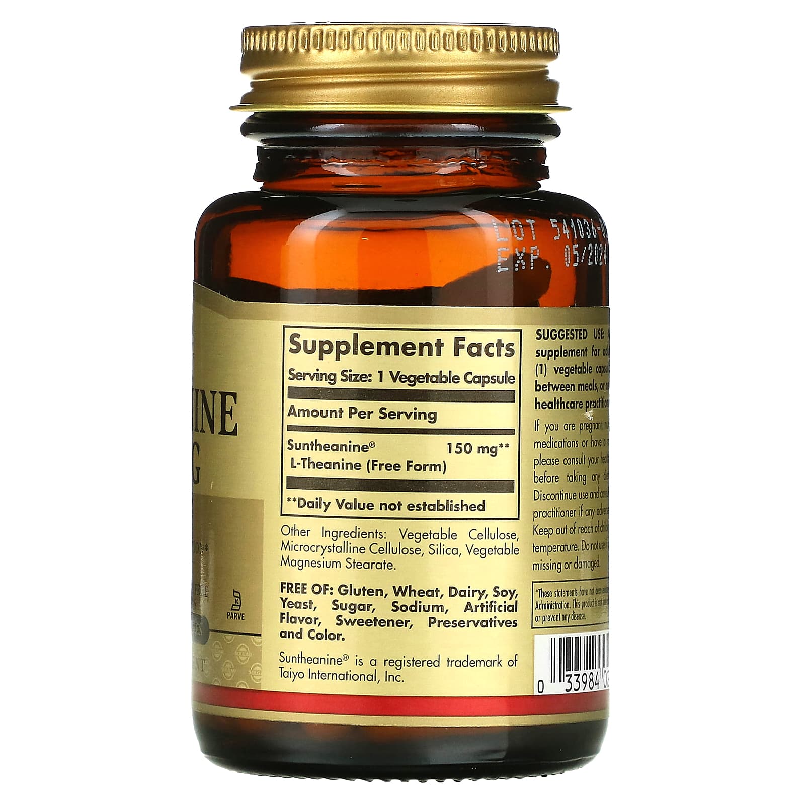 Solgar, L-Theanine, Free Form, 150 mg, 60 Vegetable Capsules - Image 2
