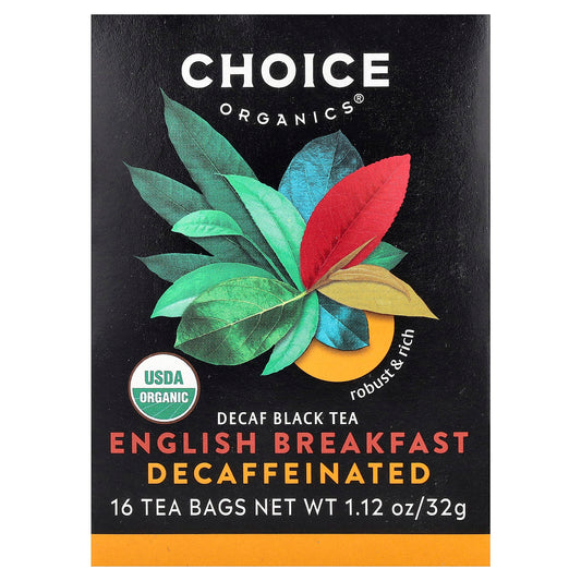 Decaf English Breakfast Black Tea by Choice Organic Teas, USDA Organic, 16 Tea Bags - Image 1