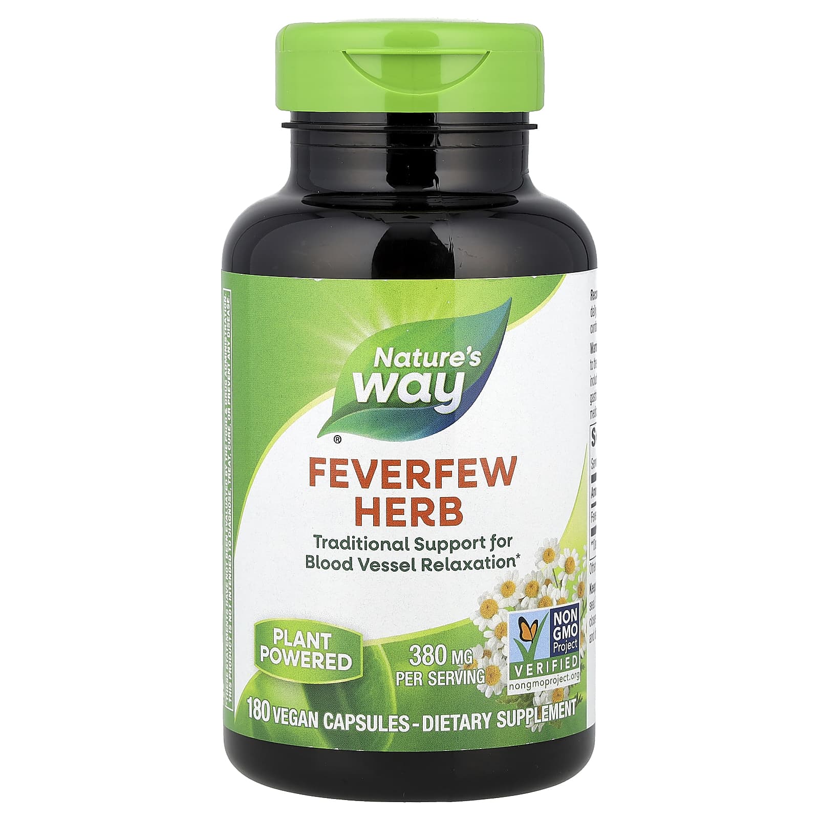 Nature's Way, Feverfew Herb, 380 mg, 180 Vegan Capsules - Image 1