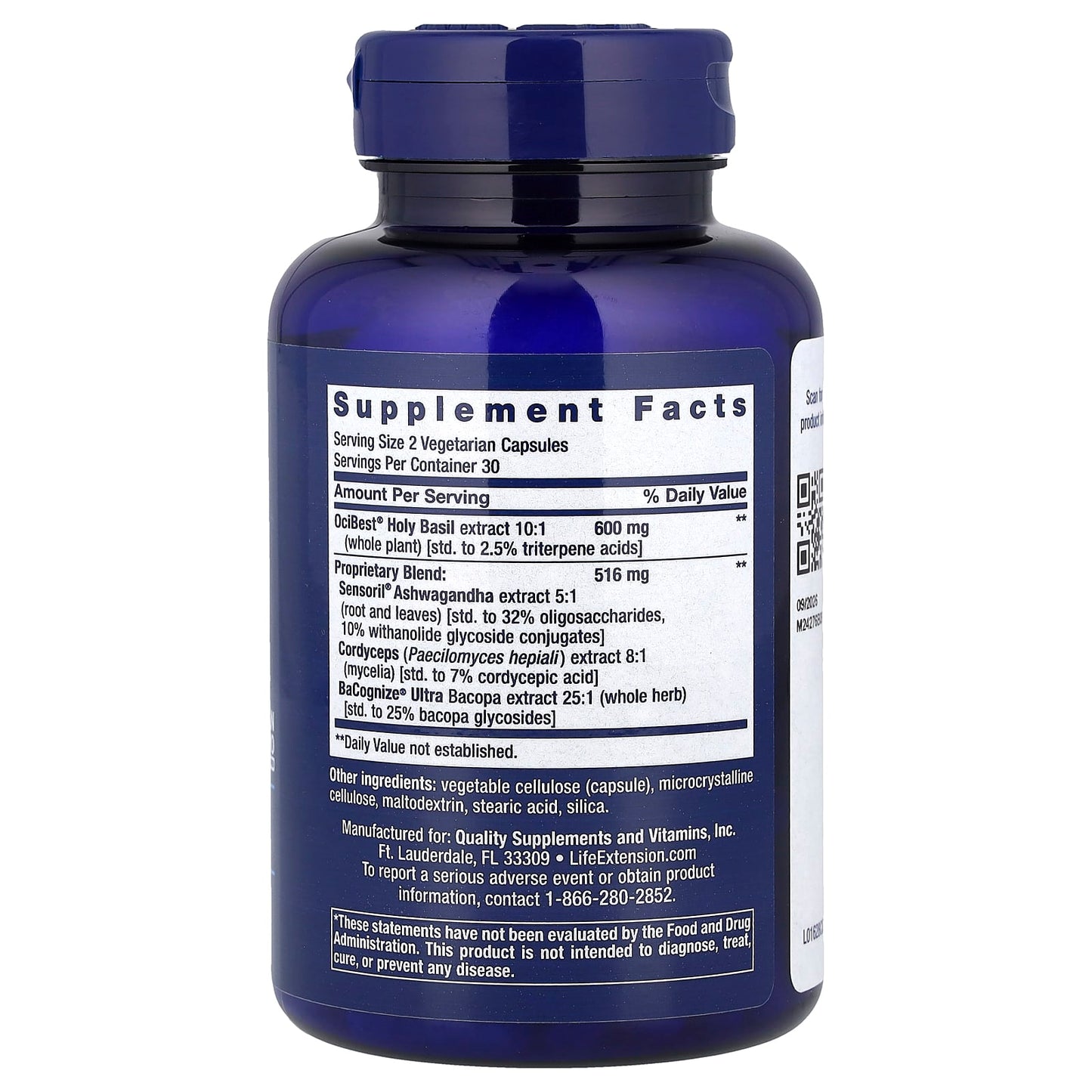 Life Extension, Adrenal Energy Formula, 60 Vegetarian Capsules - Image 2