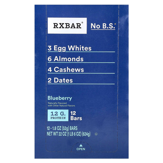 RXBAR, Protein Bar, Blueberry, 12 Bars, 1.8 oz (52 g) Each - Image 1