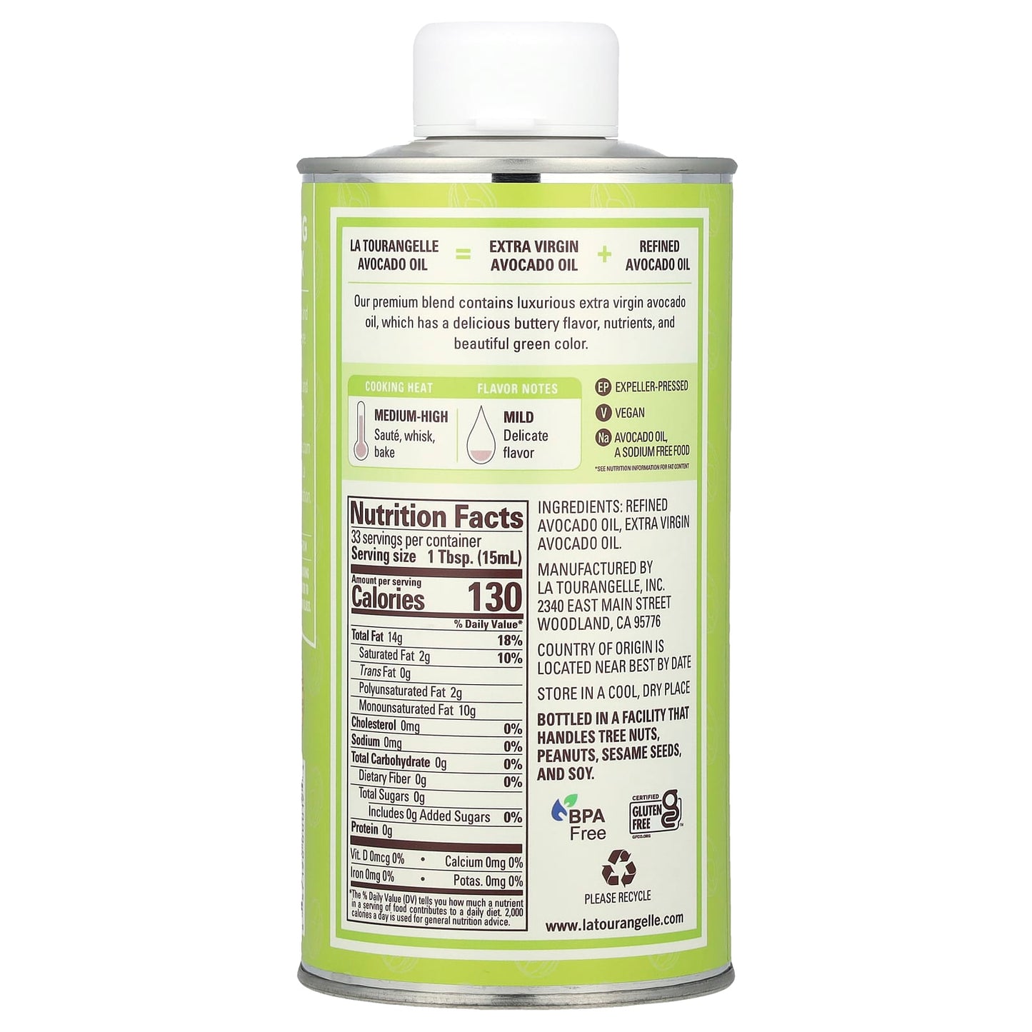 La Tourangelle, Naturally Green Avocado Oil, 16.9 fl oz (500 ml) - Image 2