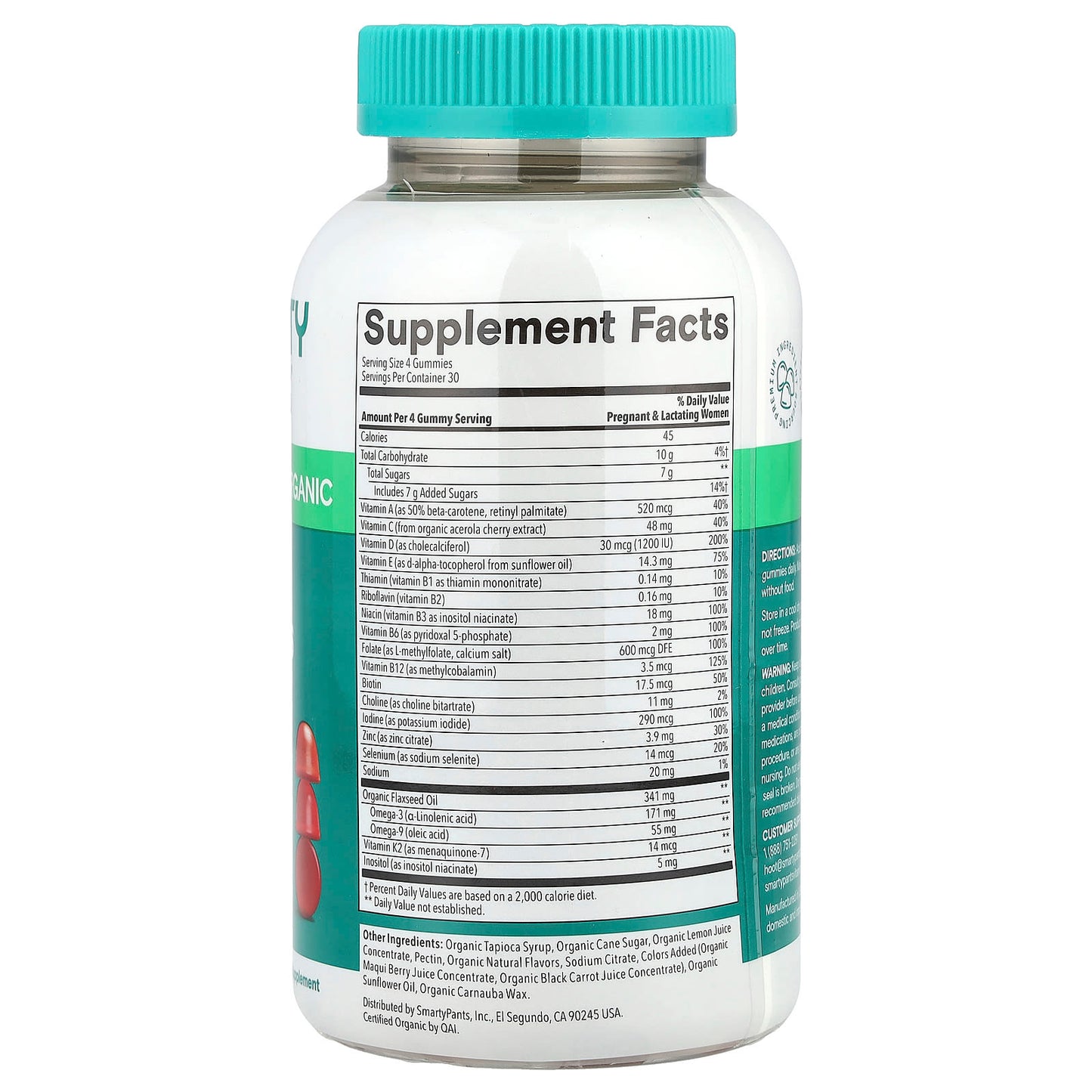 SmartyPants, Organic Prenatal Multi & Omegas, Grape, Blueberry & Mixed Berry, 120 Gummies - Image 2