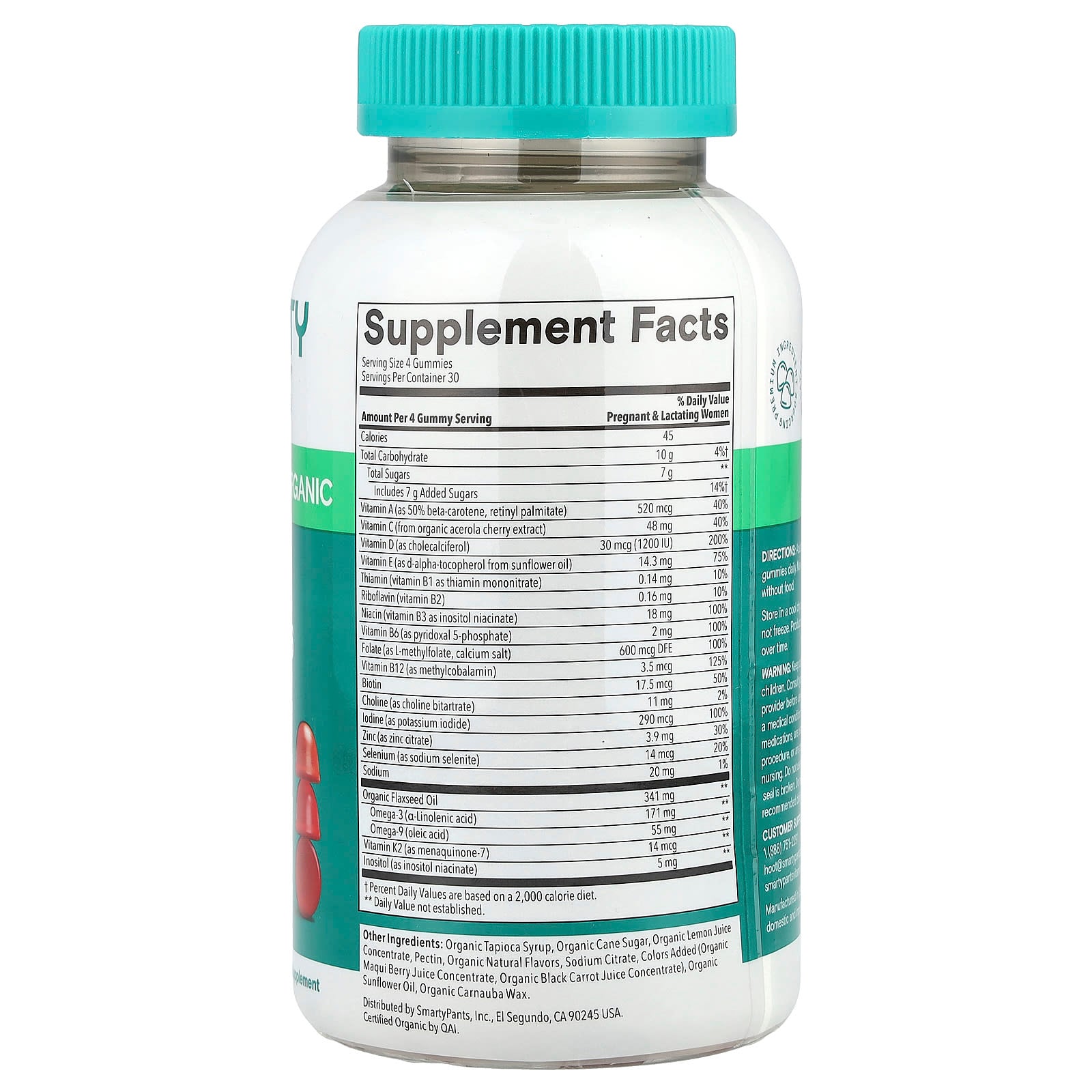 SmartyPants, Organic Prenatal Multi & Omegas, Grape, Blueberry & Mixed Berry, 120 Gummies - Image 2