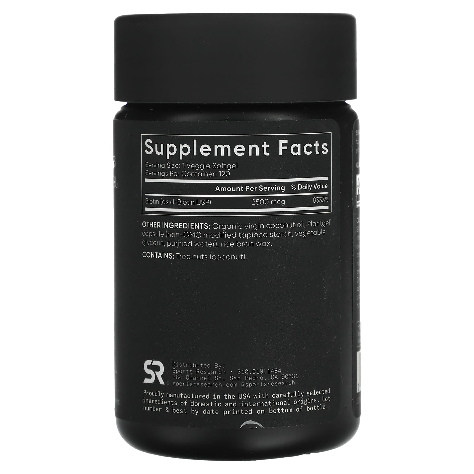 Sports Research, Biotin, High Potency, 2,500 mcg, 120 Veggie Softgels - Image 2
