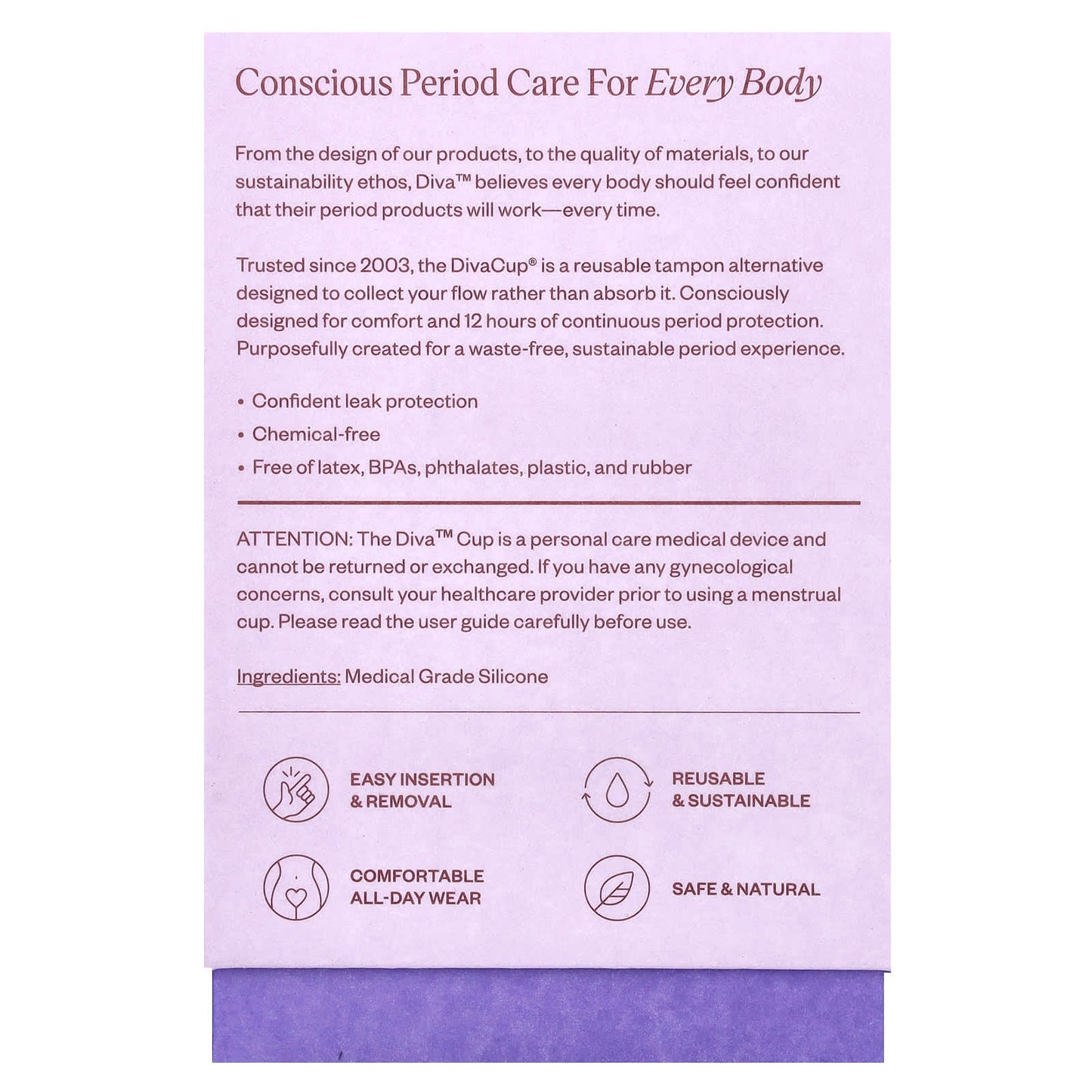 DivaCup Reusable Menstrual Cup for Comfortable All-Day Wear - Image 2