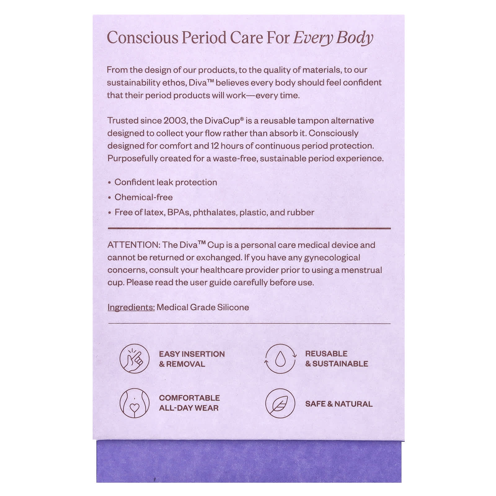 DivaCup Reusable Menstrual Cup for Comfortable All-Day Wear - Image 2
