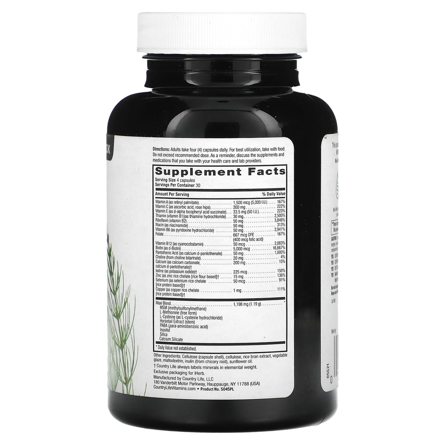 Country Life Maxi-Hair Plus for Hair, Skin & Nails - 120 Capsules - Image 2
