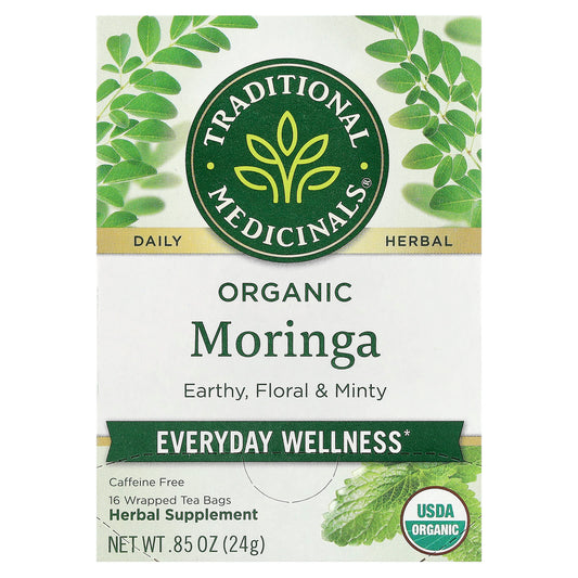 Traditional Medicinals, Organic Moringa, Caffeine Free, 16 Wrapped Tea Bags, 0.85 oz (24 g) - Image 1