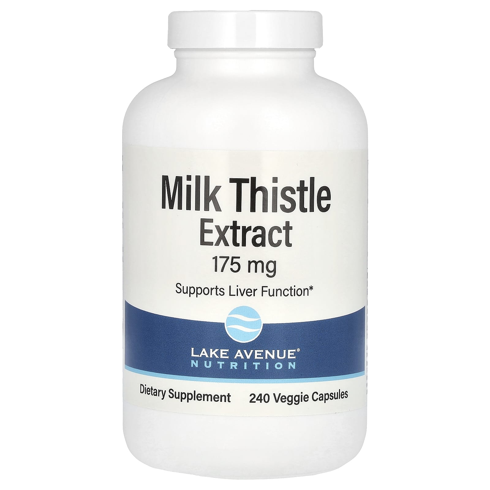 Milk Thistle Extract 175mg, 240 Veggie Capsules by Lake Avenue Nutrition - Image 1