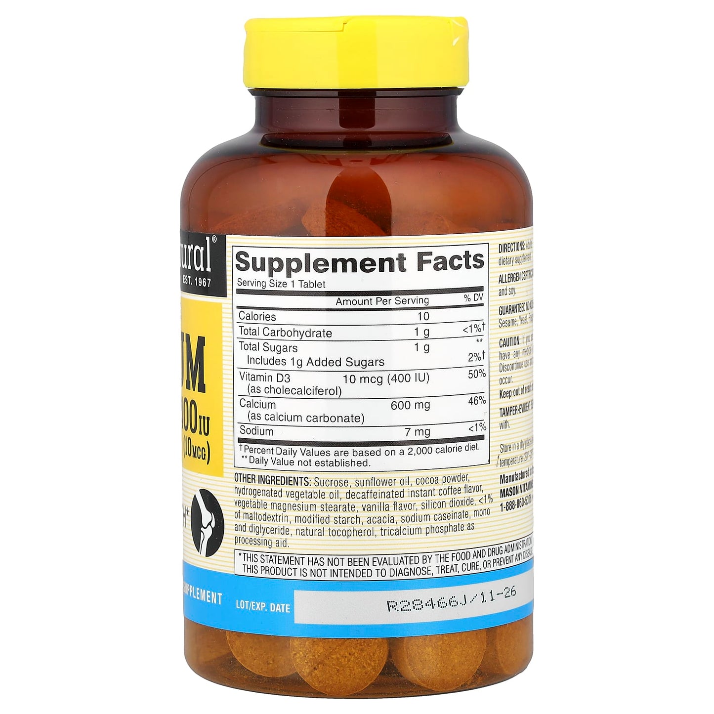 Mason Natural, Chewable Calcium + D3, Coffee Mocha Vanilla , 100 Chewables - Image 2