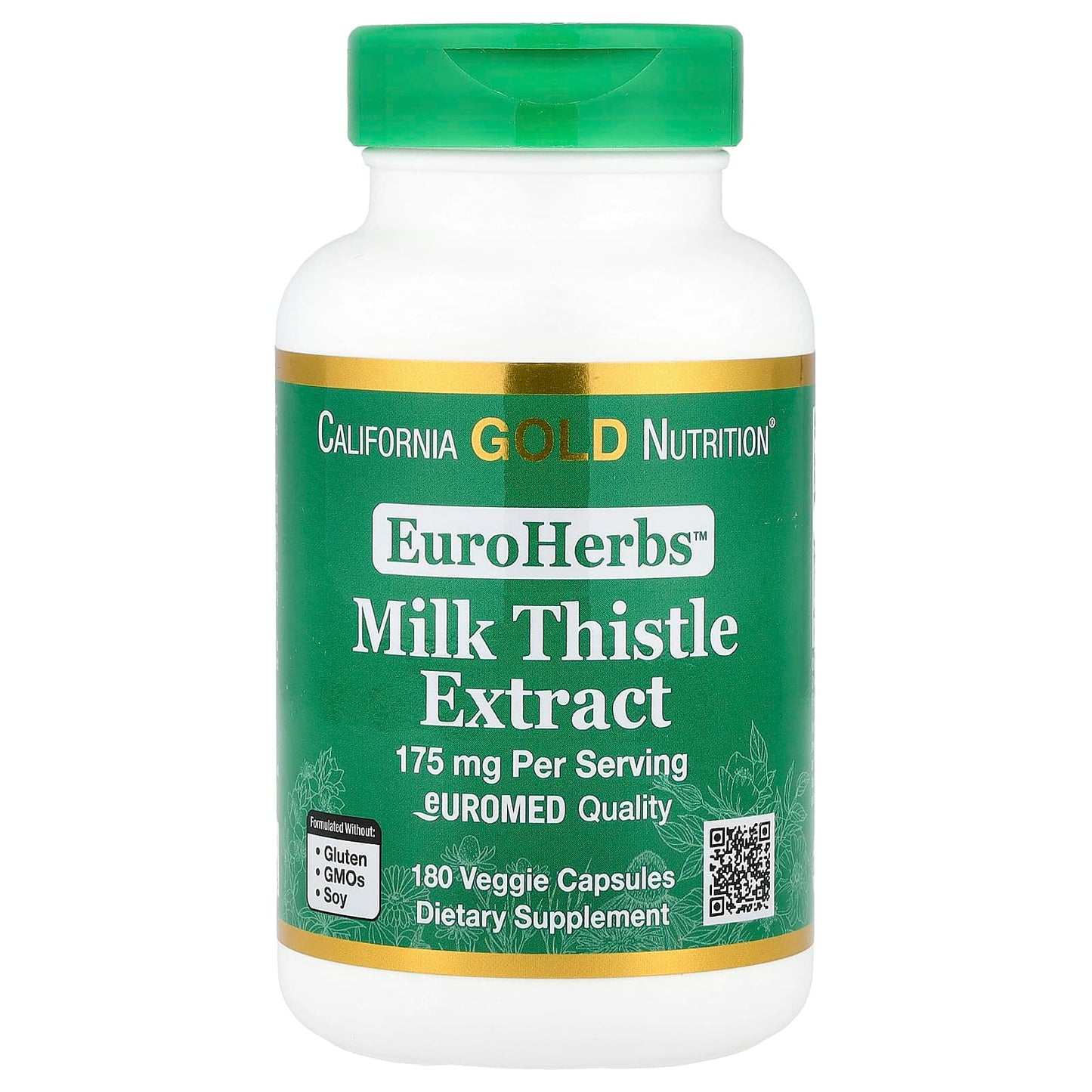 California Gold Nutrition - Milk Thistle Extract 175mg, 180 Veggie Capsules - Image 1