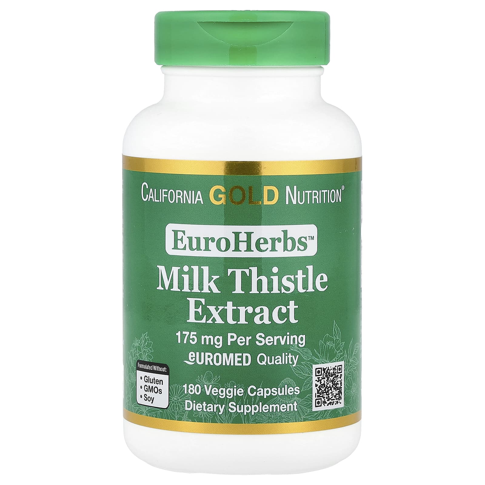 California Gold Nutrition - Milk Thistle Extract 175mg, 180 Veggie Capsules - Image 1