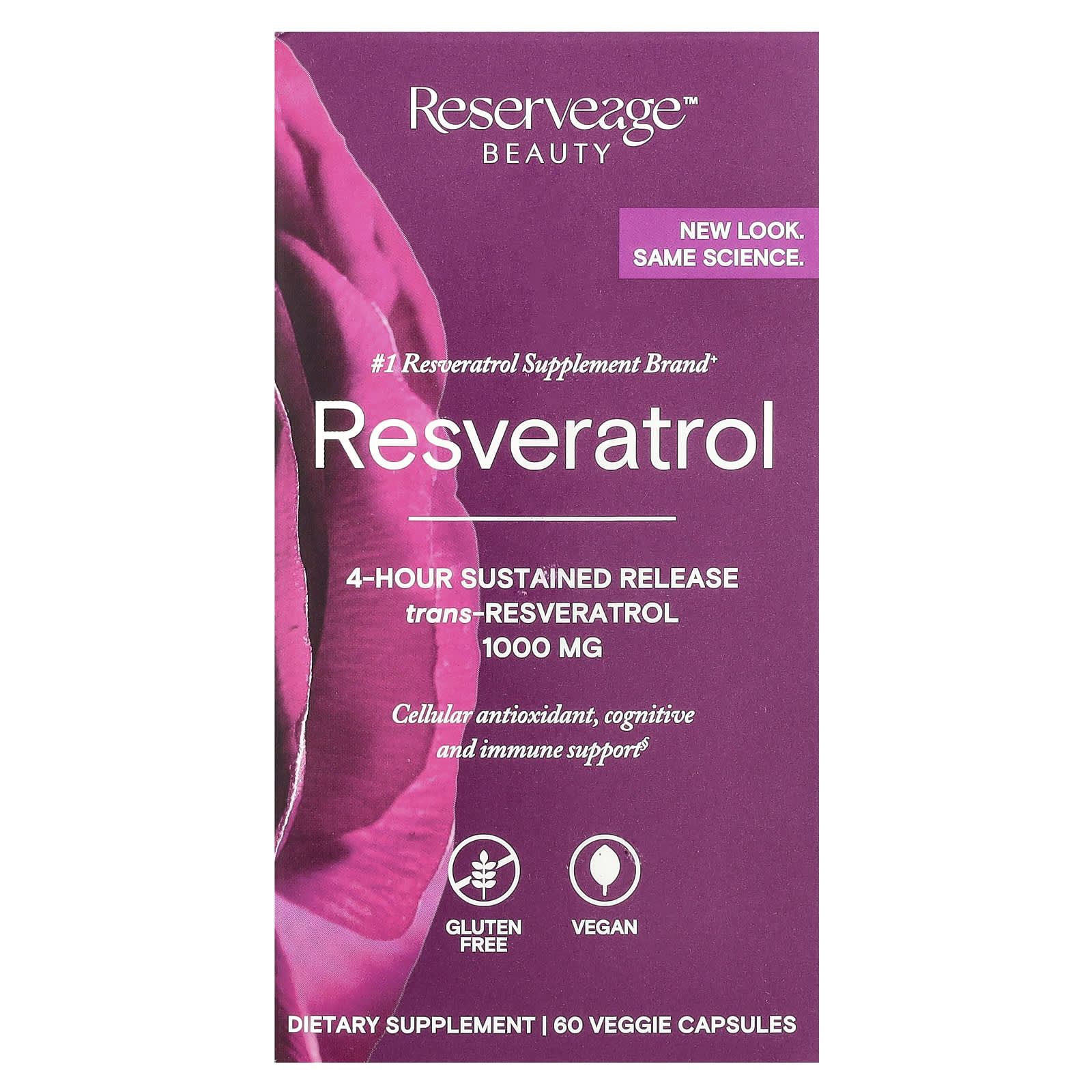 Reserveage Beauty, Resveratrol, 60 Veggie Capsules