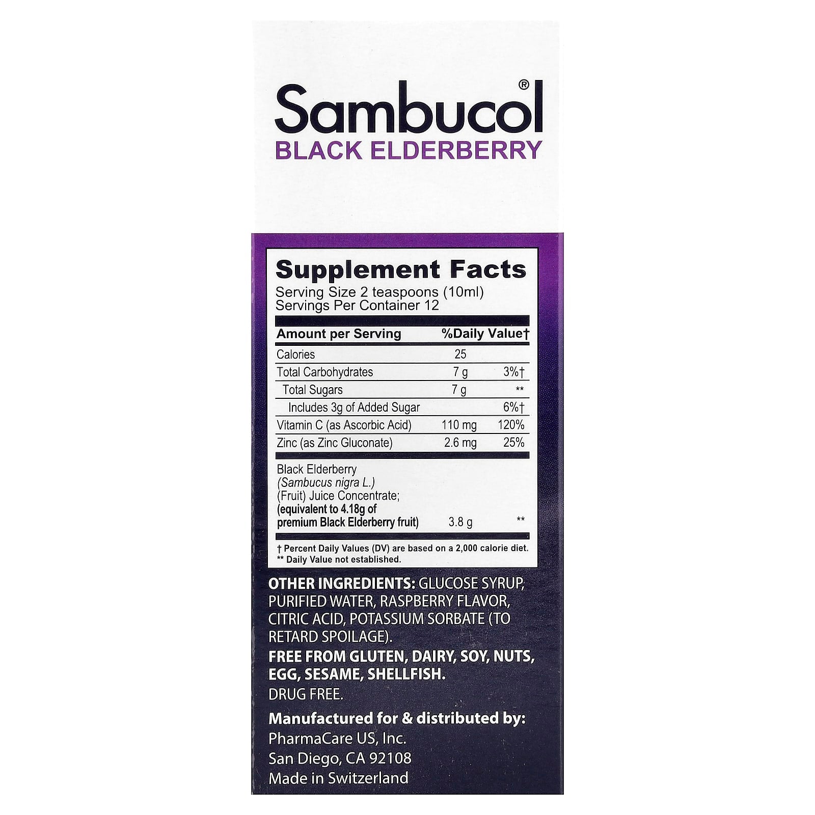 Sambucol, Black Elderberry Syrup, Advanced Immune, Vitamin C + Zinc, 4 fl oz (120 ml) - Image 2